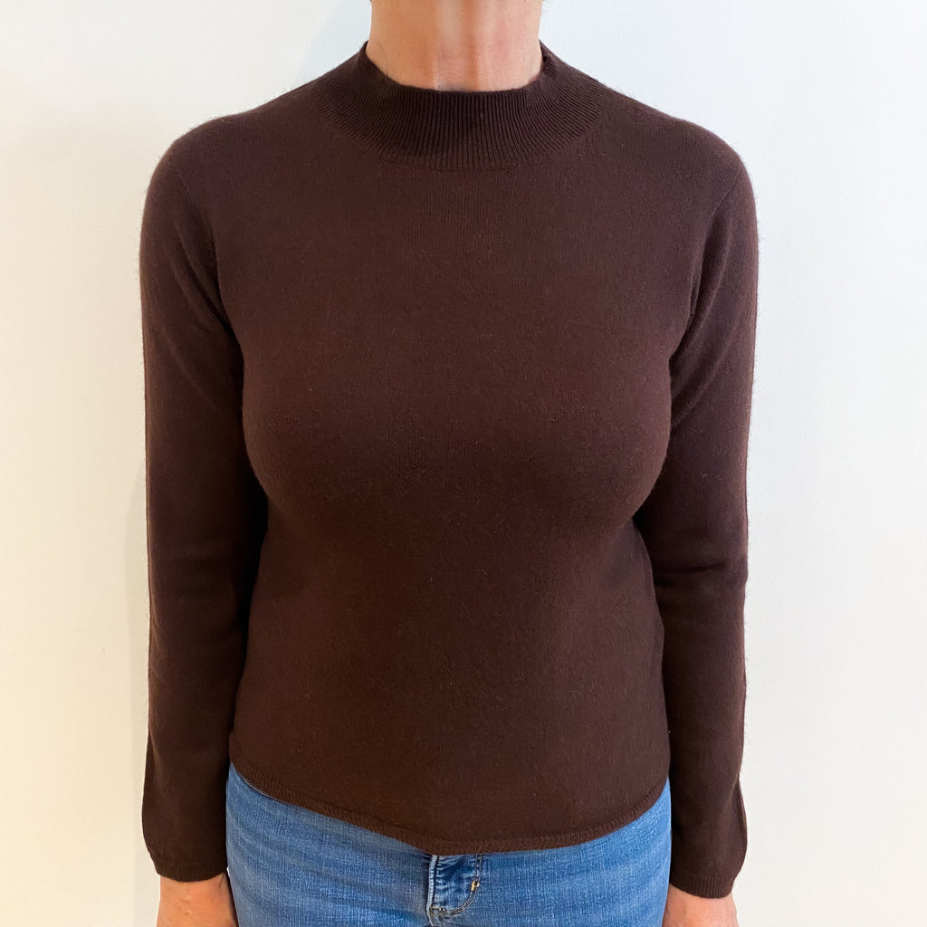 Dark Chocolate Cashmere Turtle Neck Jumper Medium