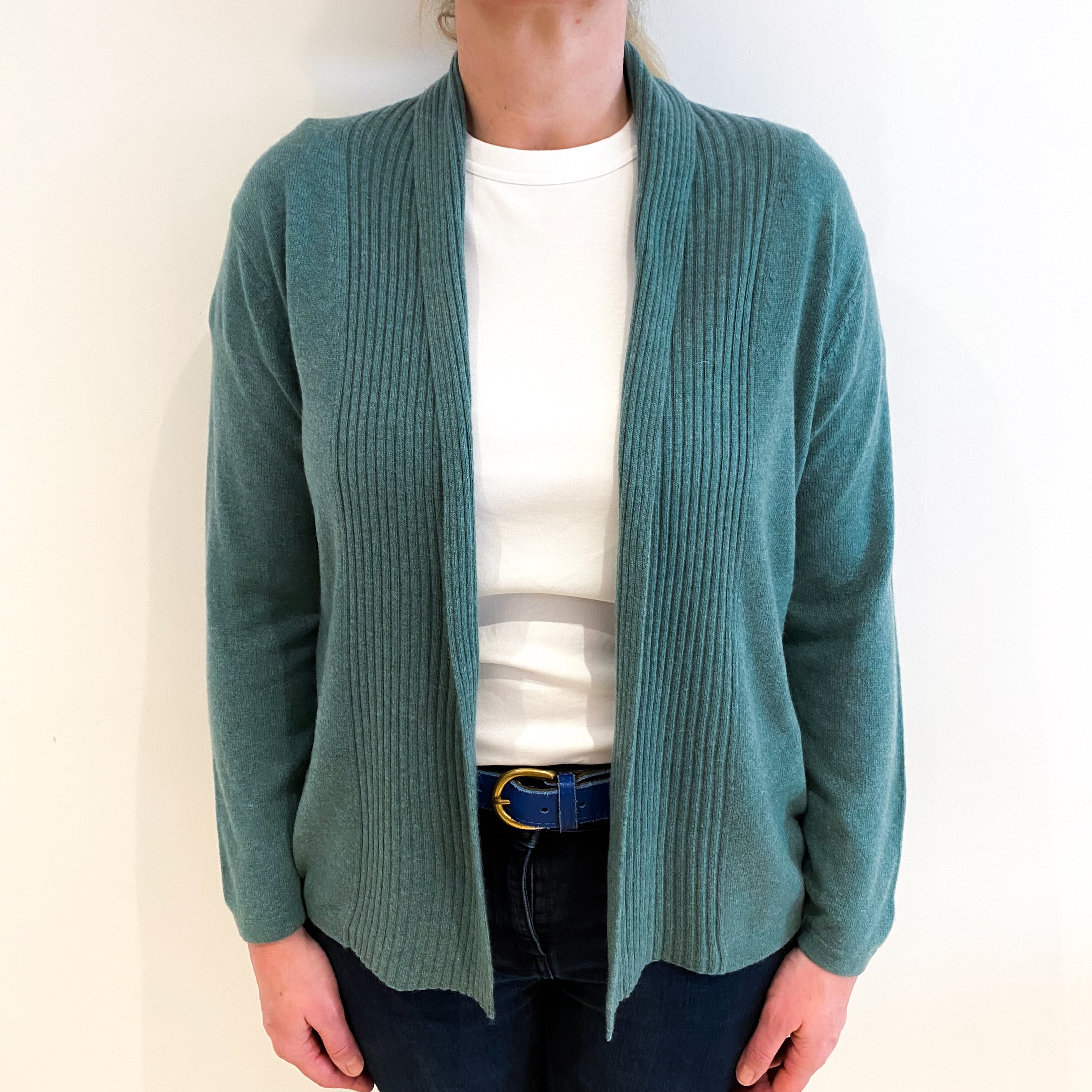 Sea Green Cashmere Edge To Edge Cardigan Large