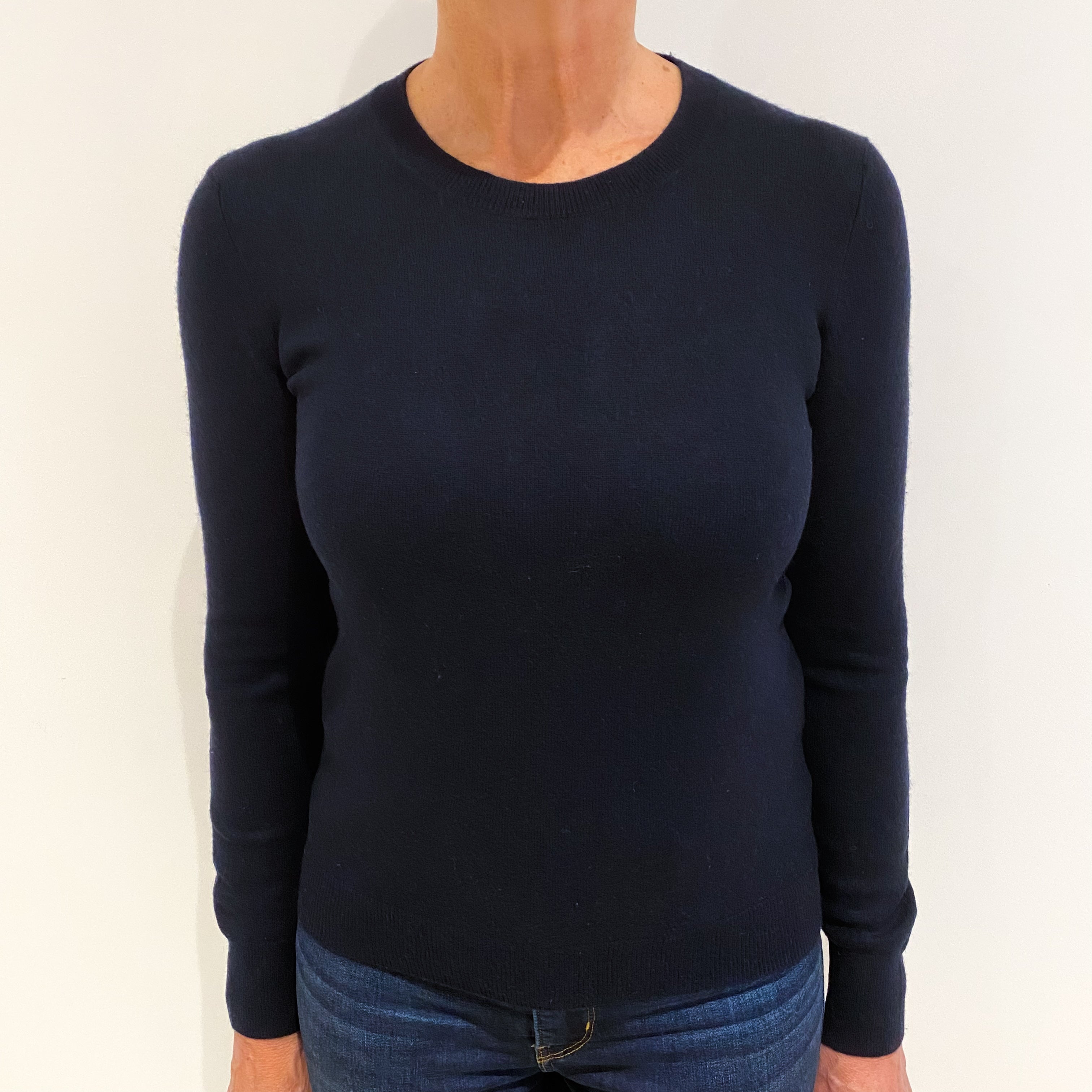 Dark Navy Cashmere Crew Neck Jumper Medium