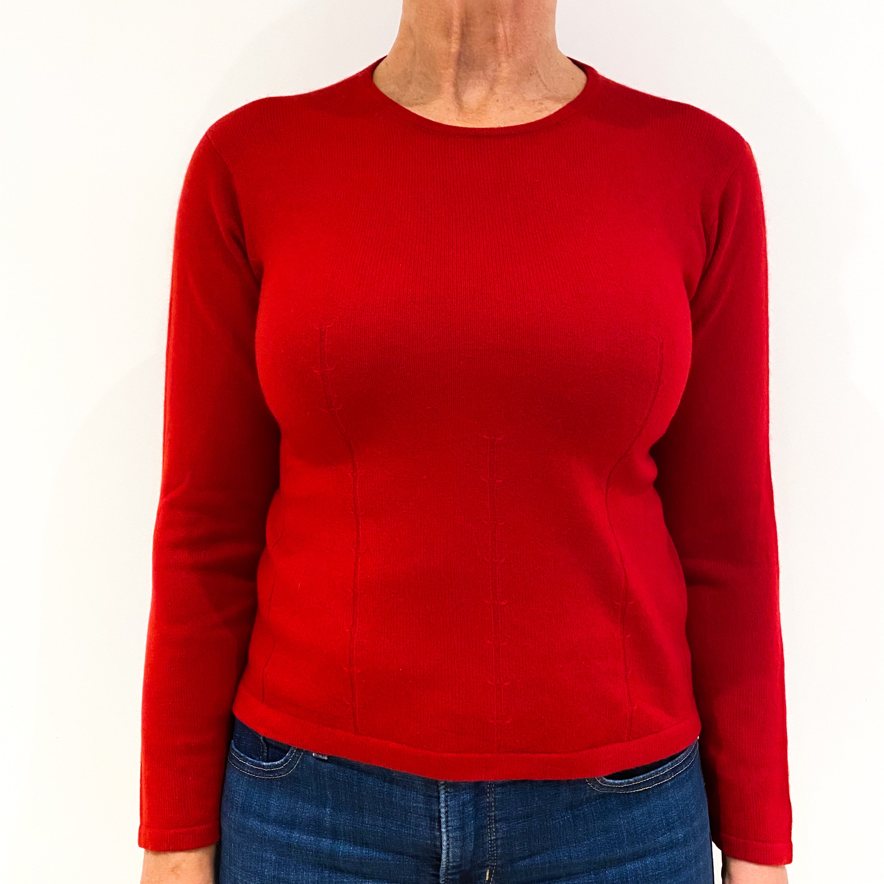 Post Box Red Cashmere Crew Neck Jumper Medium