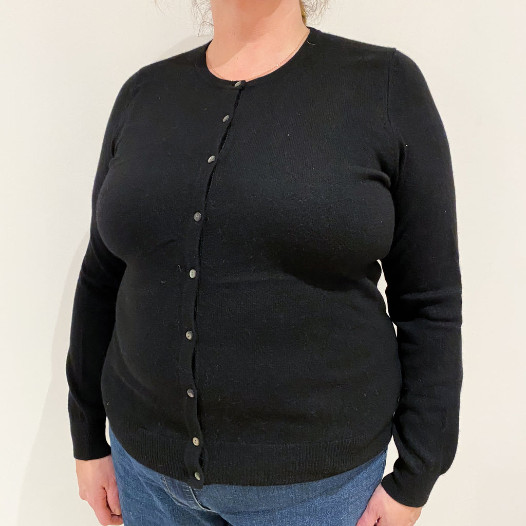 Black Cashmere Crew Neck Cardigan Extra Large
