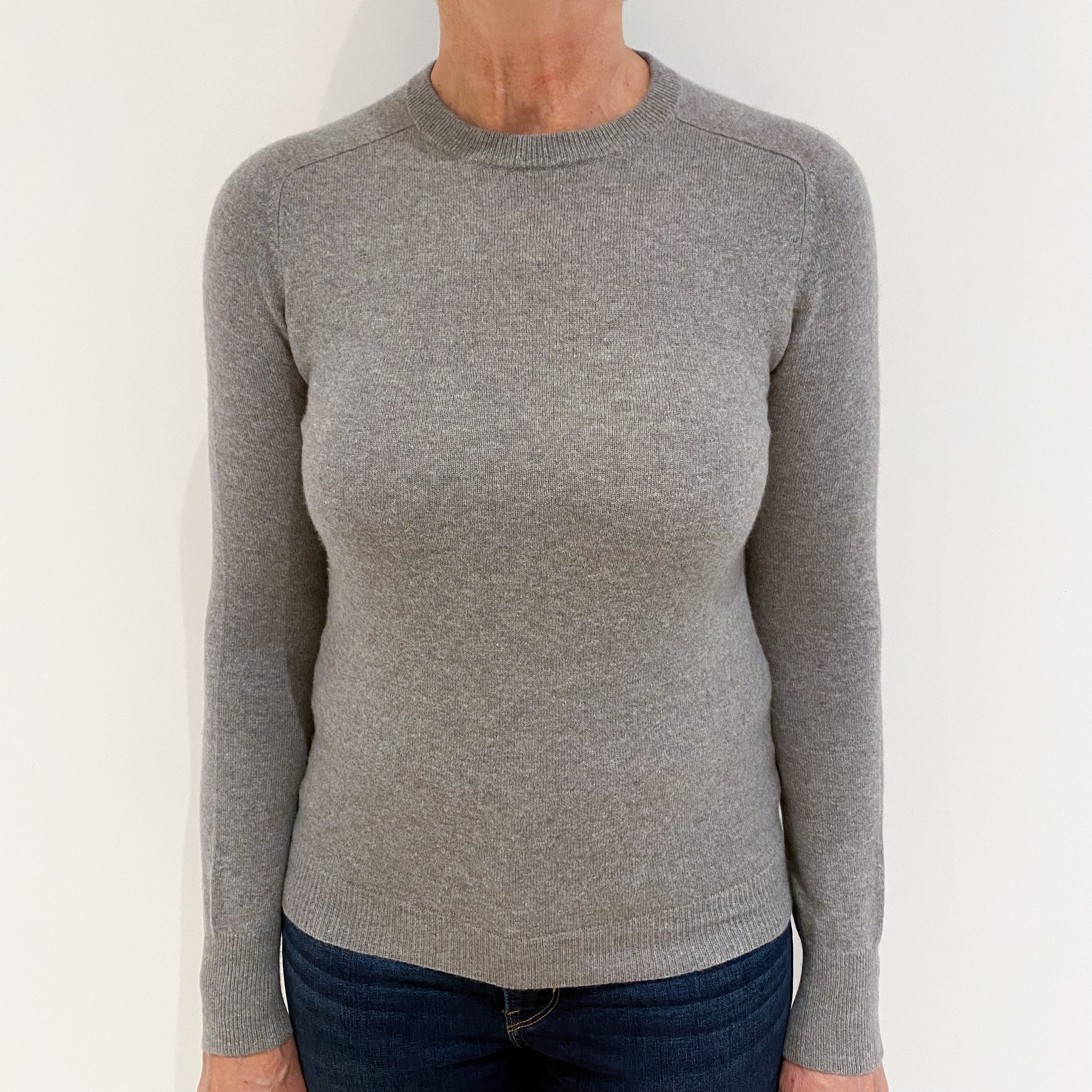 Ash Grey Cashmere Crew Neck Jumper Medium