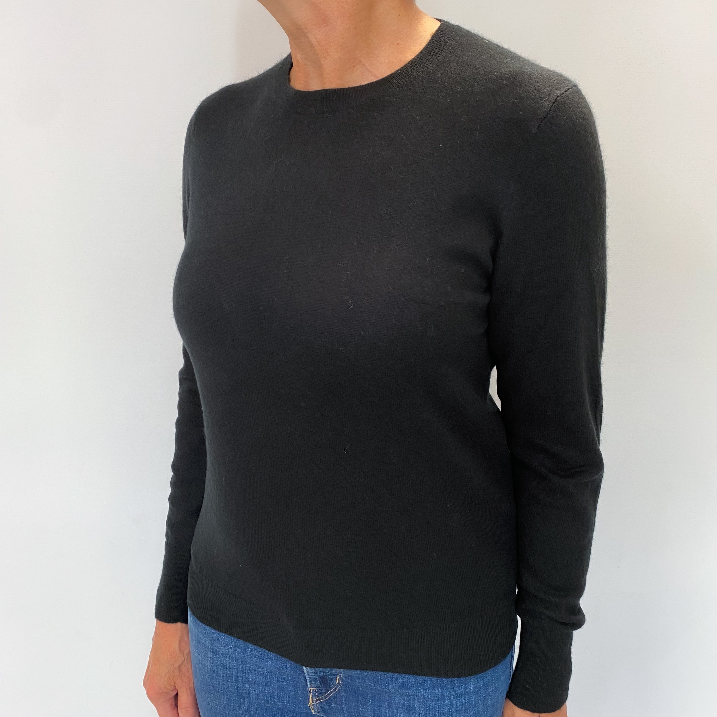 Black Cashmere Crew Neck Jumper Medium