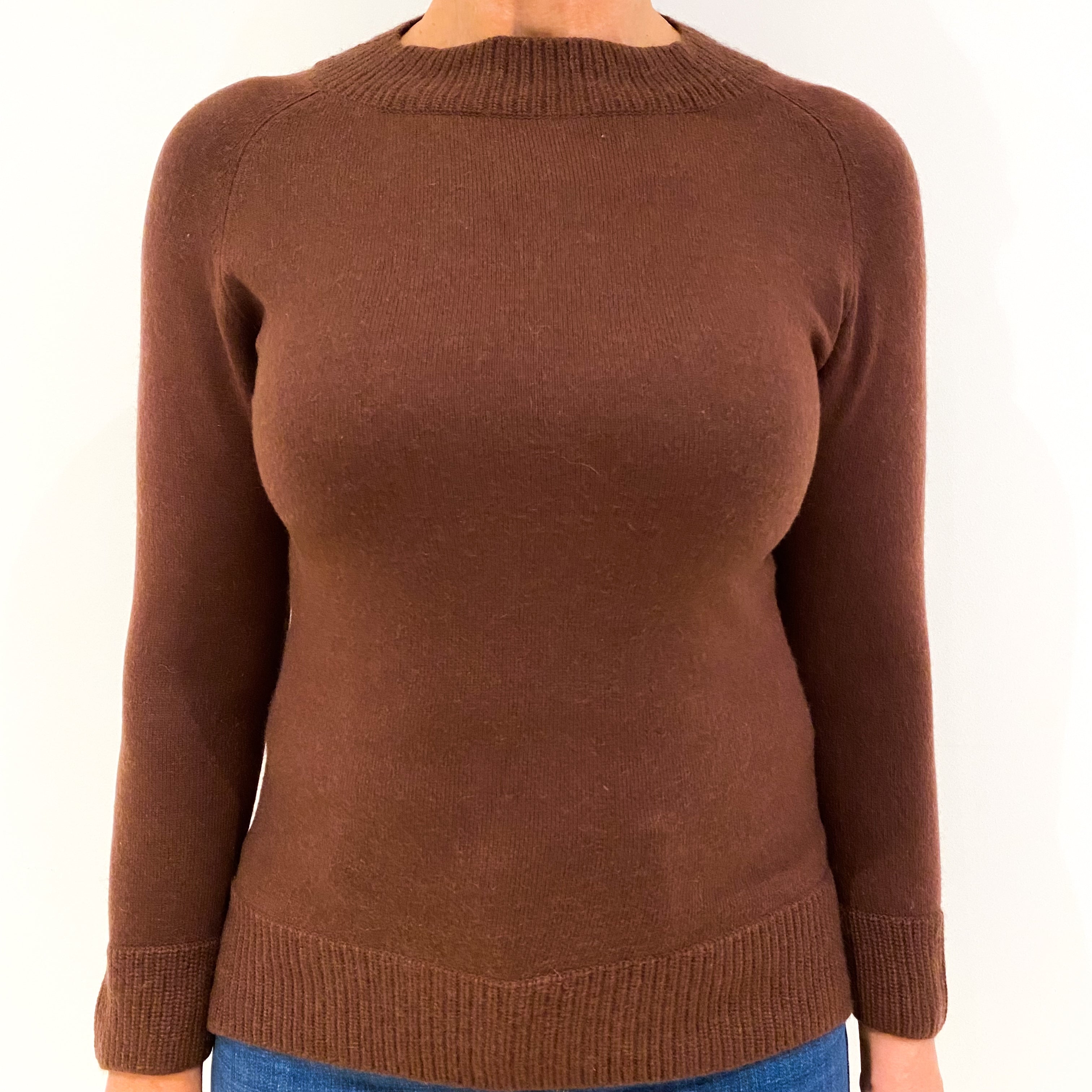 Chestnut Brown Cashmere Slash Neck Jumper Medium