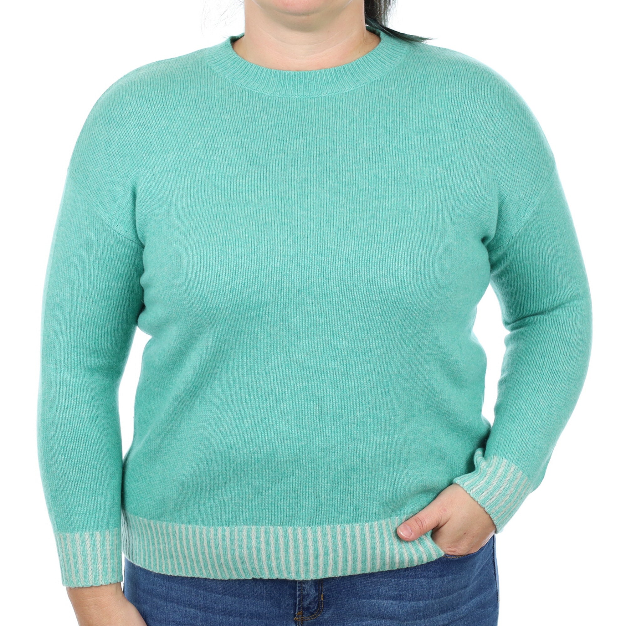 Sea Green Cashmere Crew Neck Jumper Large