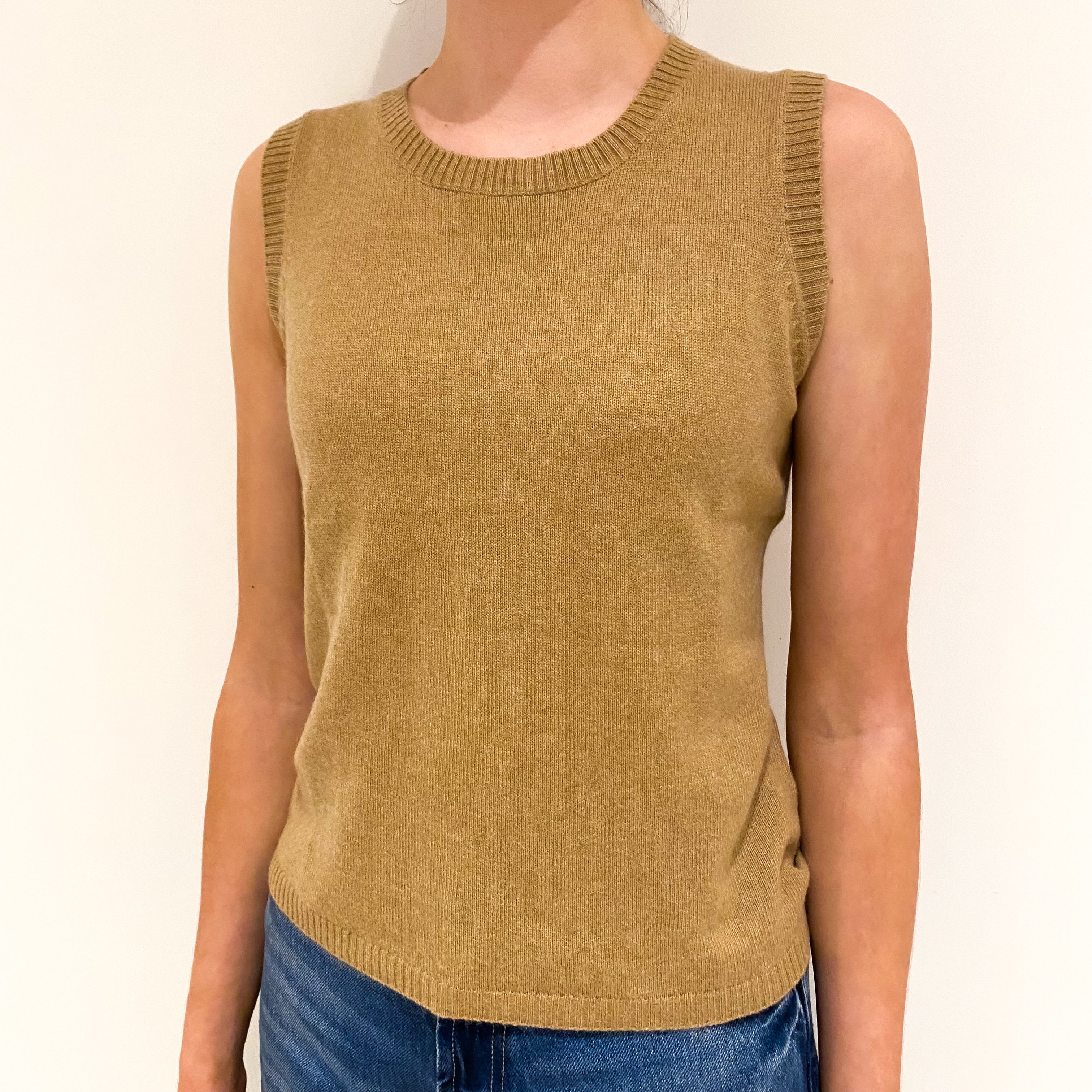 Camel Brown Cashmere Crew Neck Jumper Extra Small