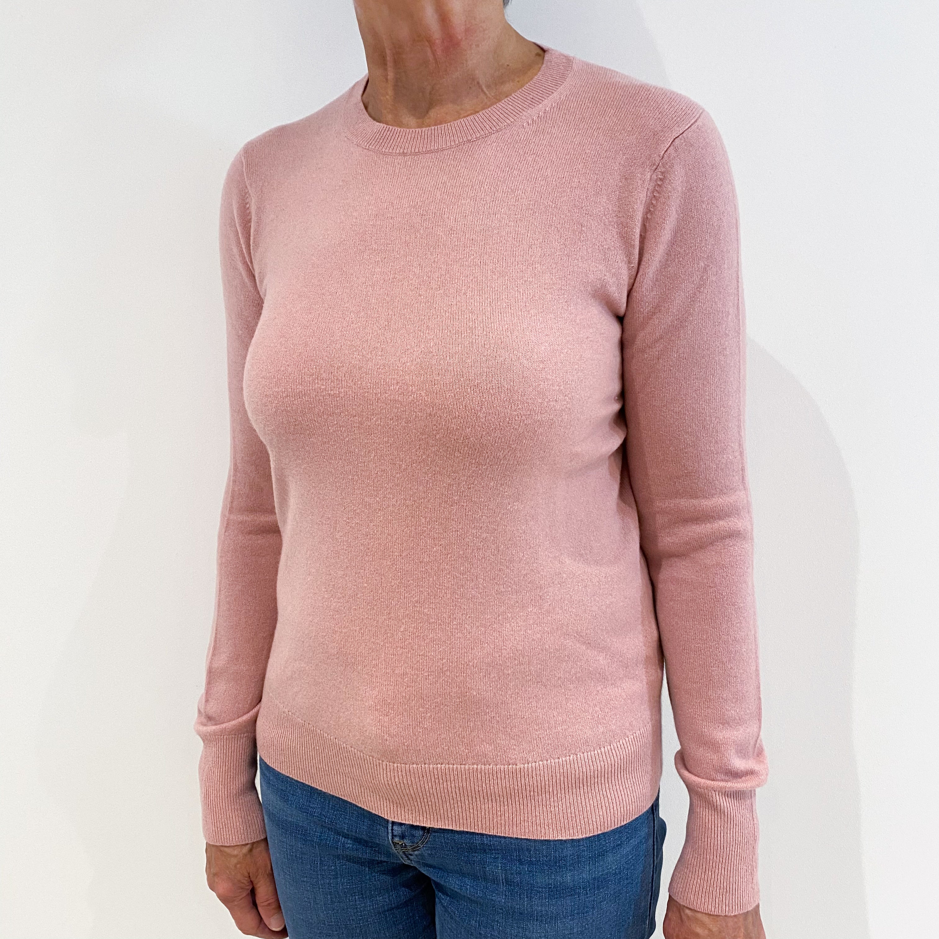 Blush Pink Cashmere Crew Neck Jumper Medium