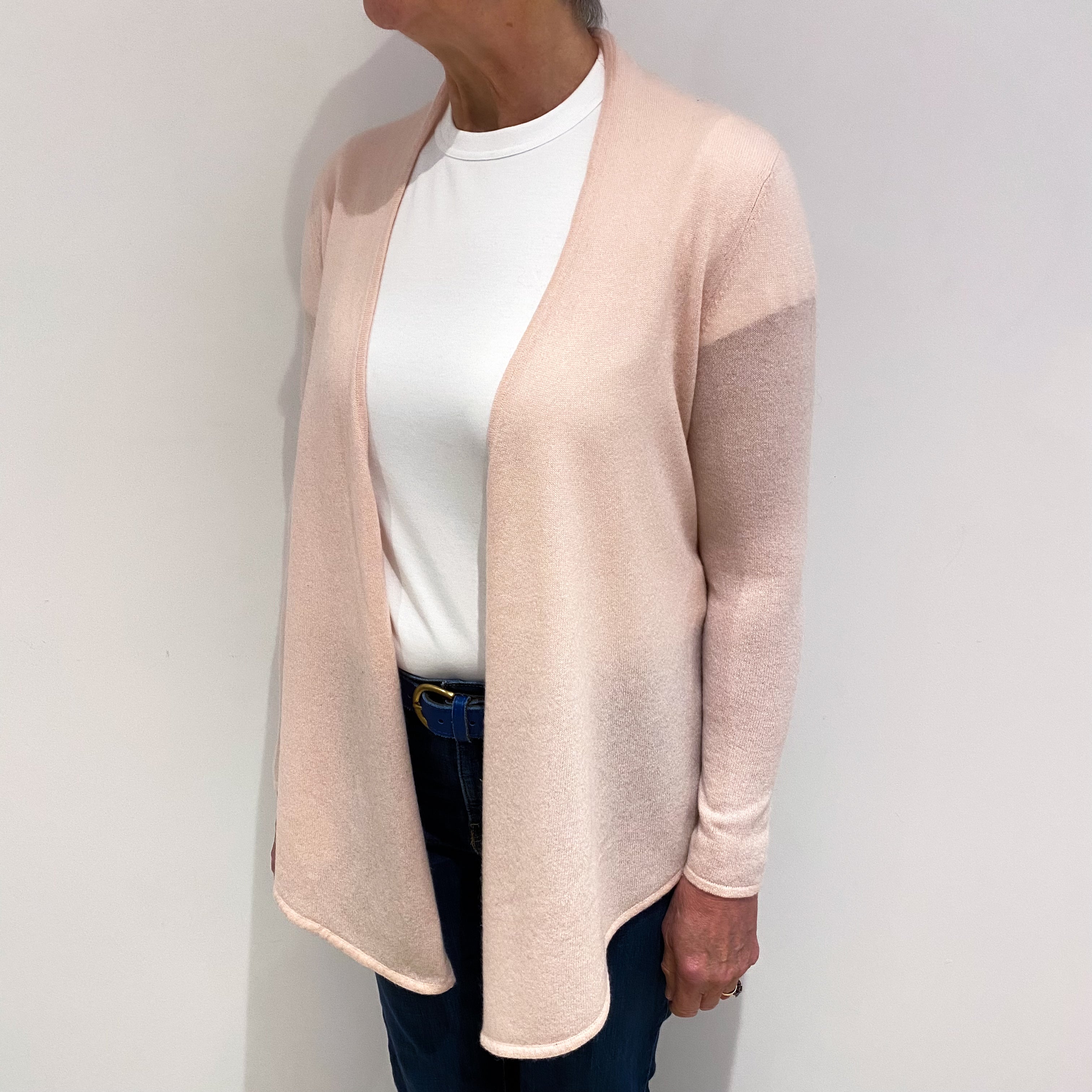 Shell Pink Edge To Edge Cashmere Cardigan Medium
