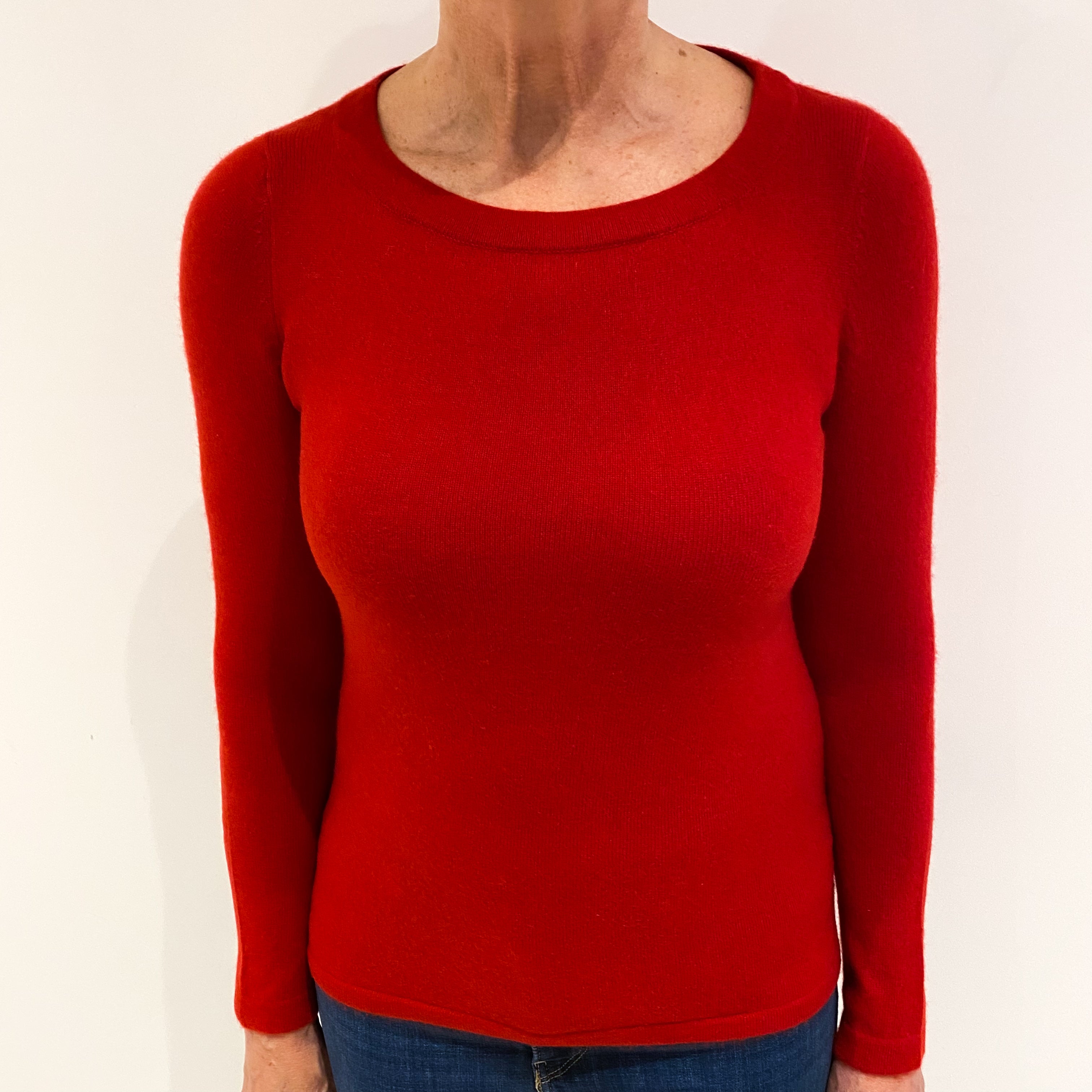 Scarlet Red Cashmere Crew Neck Jumper Medium