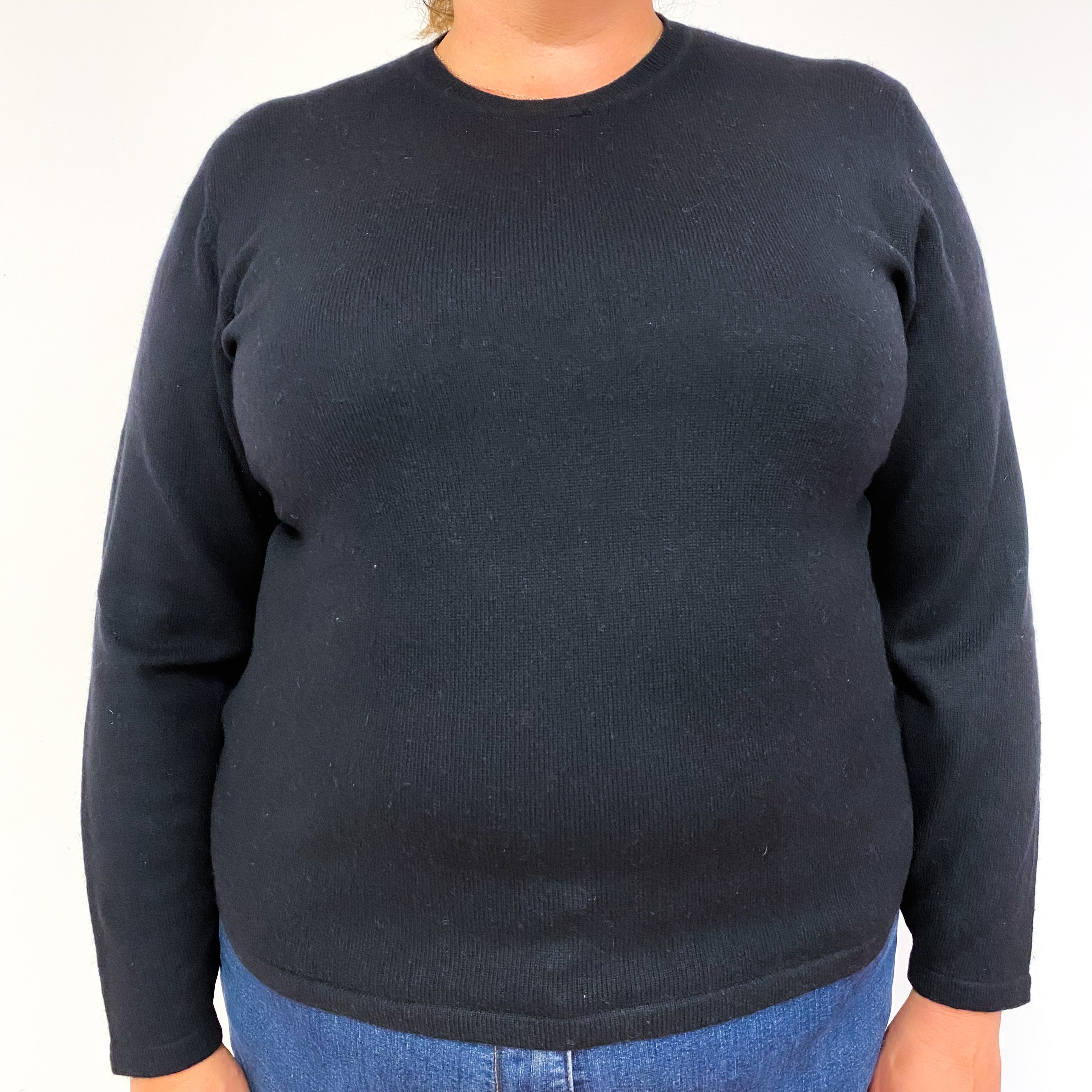 Black Cashmere Crew Neck Jumper Extra Large