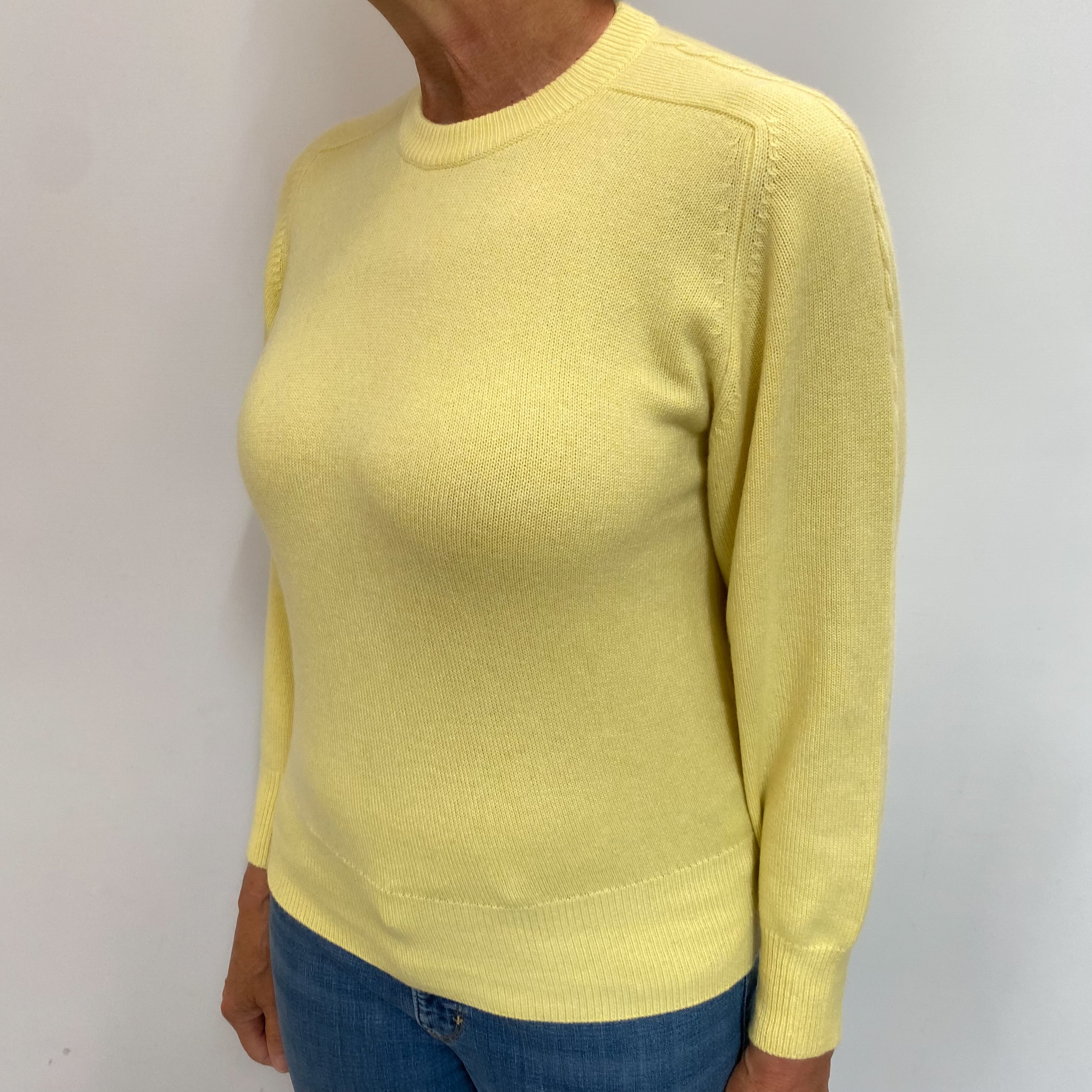 Pineapple Yellow Cashmere Crew Neck Jumper Medium