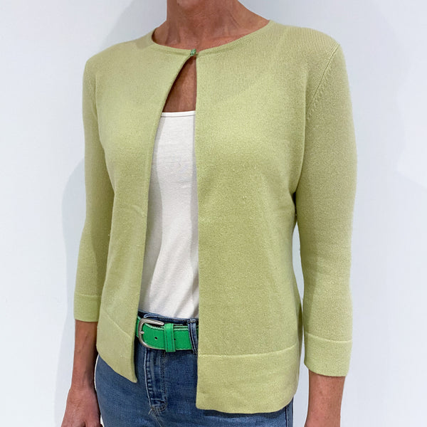 Pistachio Green Cashmere Edge to Edge Cardigan Small