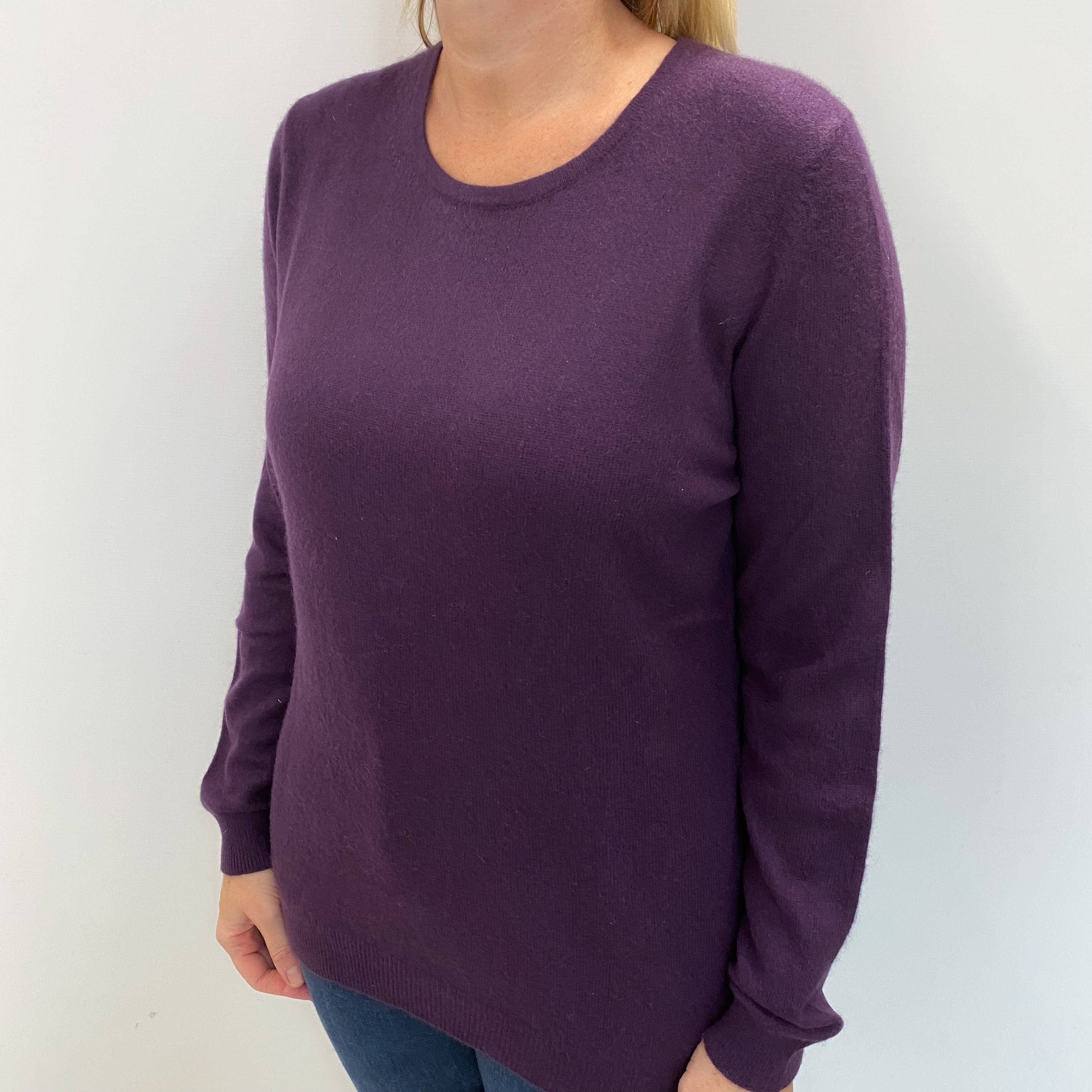Blueberry Purple Cashmere Crew Neck Jumper Large
