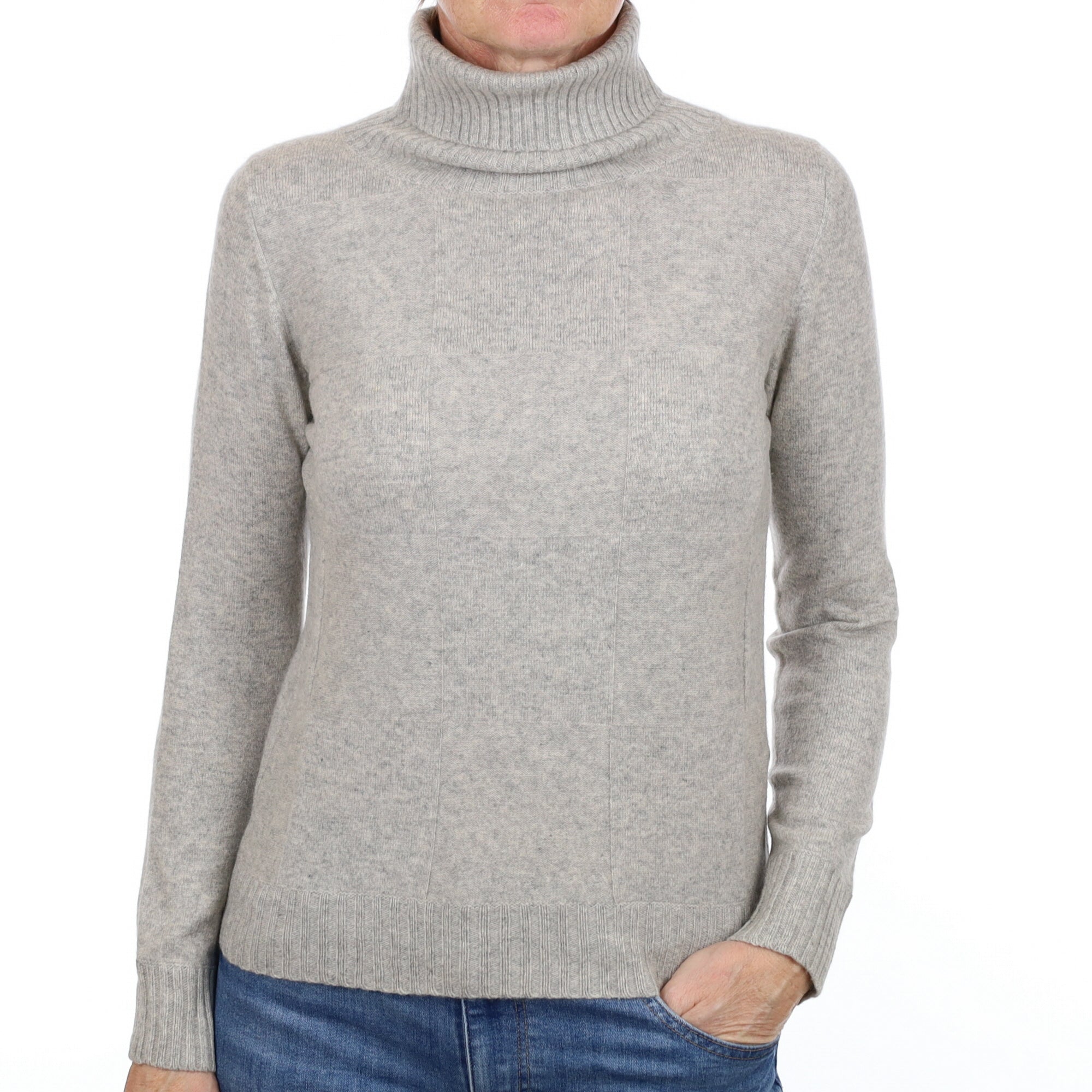 Smoke Grey Cashmere Polo Neck Jumper Small