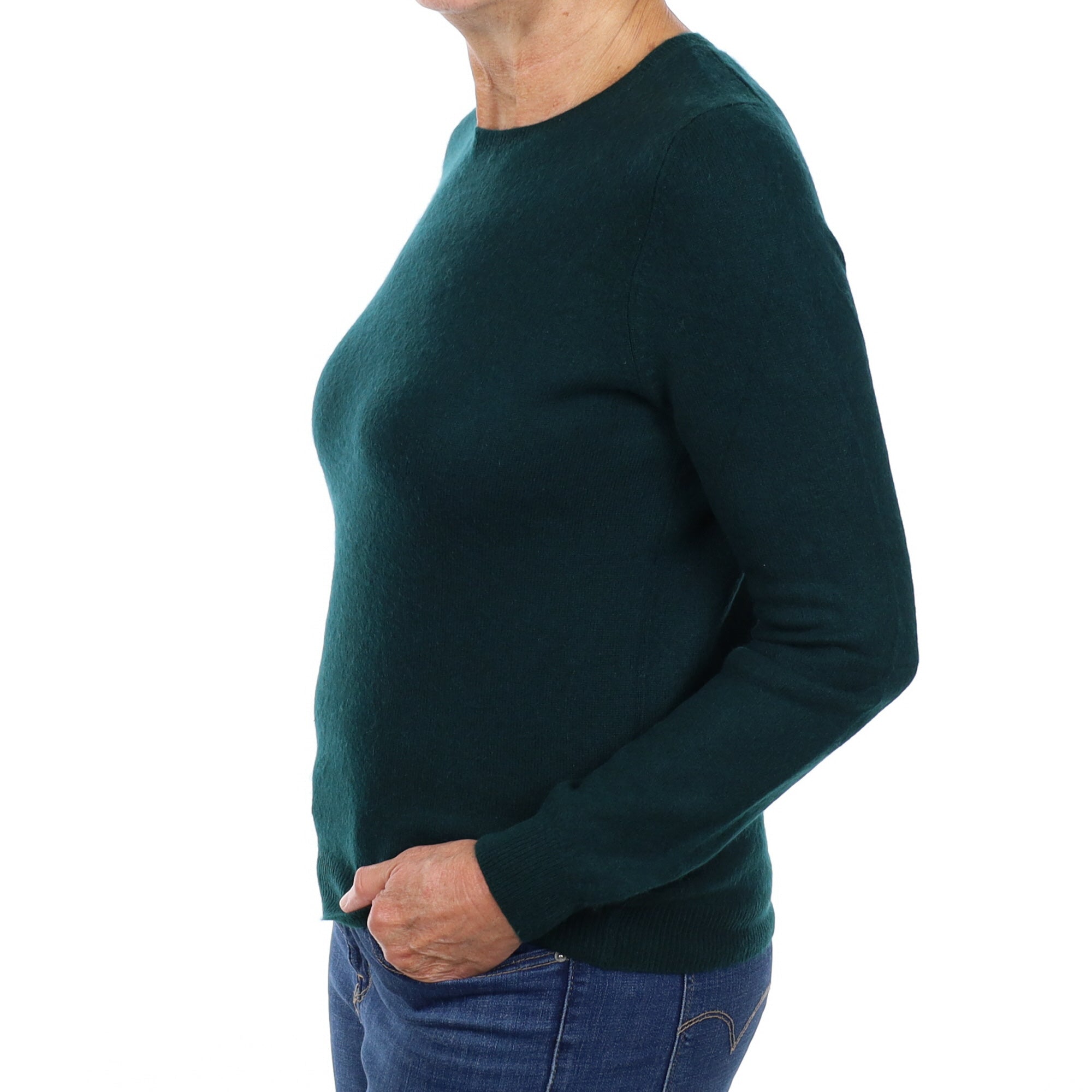 Bottle Green Cashmere Crew Neck Jumper Medium