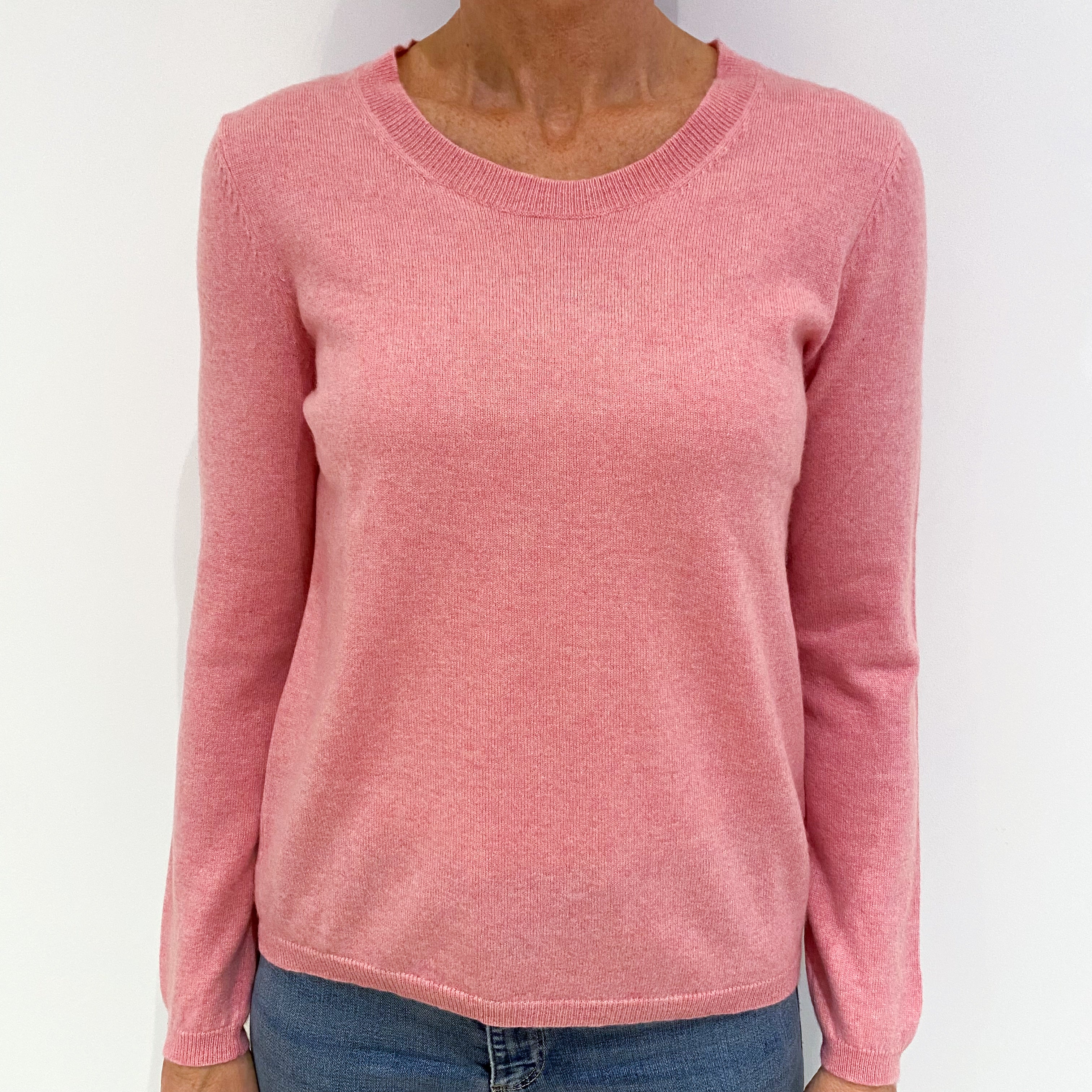 Bubblegum Pink Cashmere Crew Neck Jumper Small