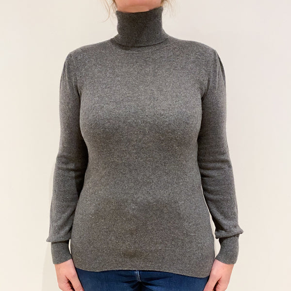 Slate Grey Cashmere Polo Neck Jumper Large