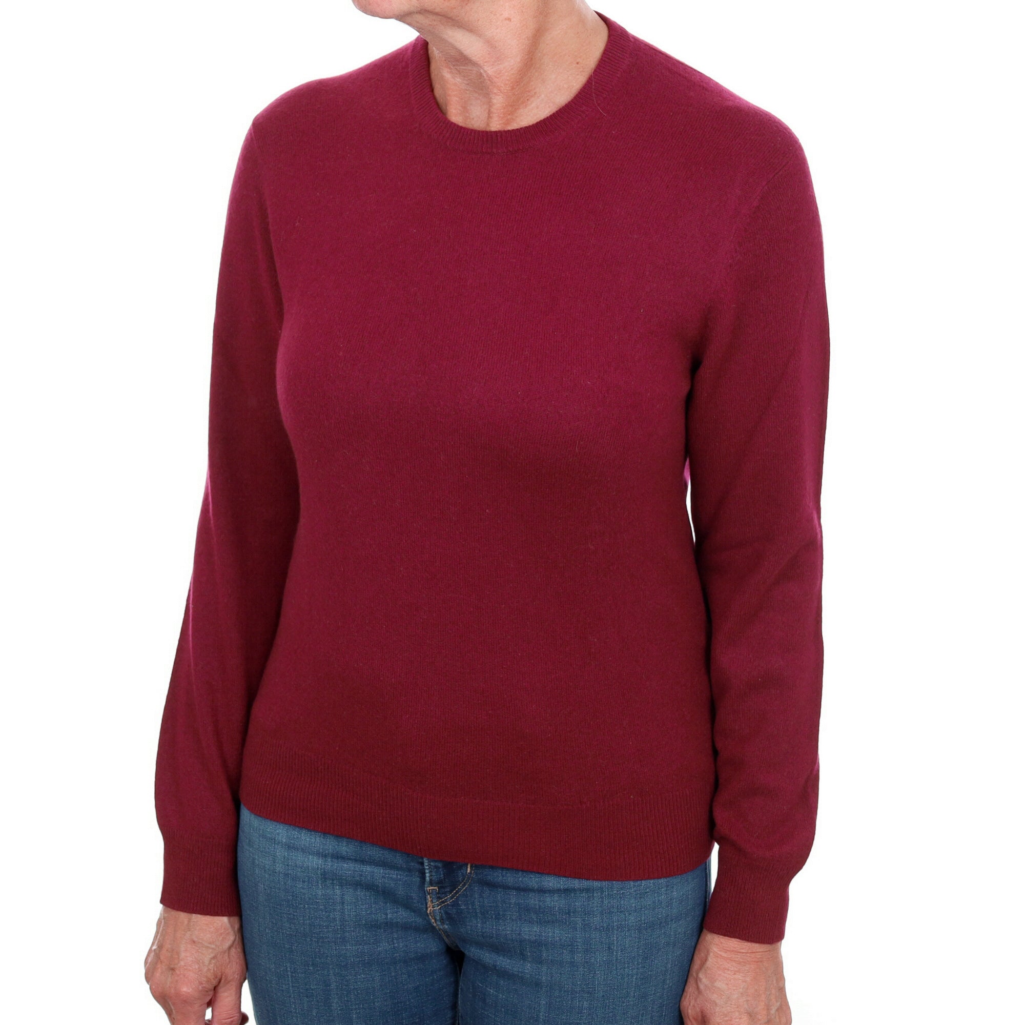 Burgundy Red Cashmere Crew Neck Jumper Medium