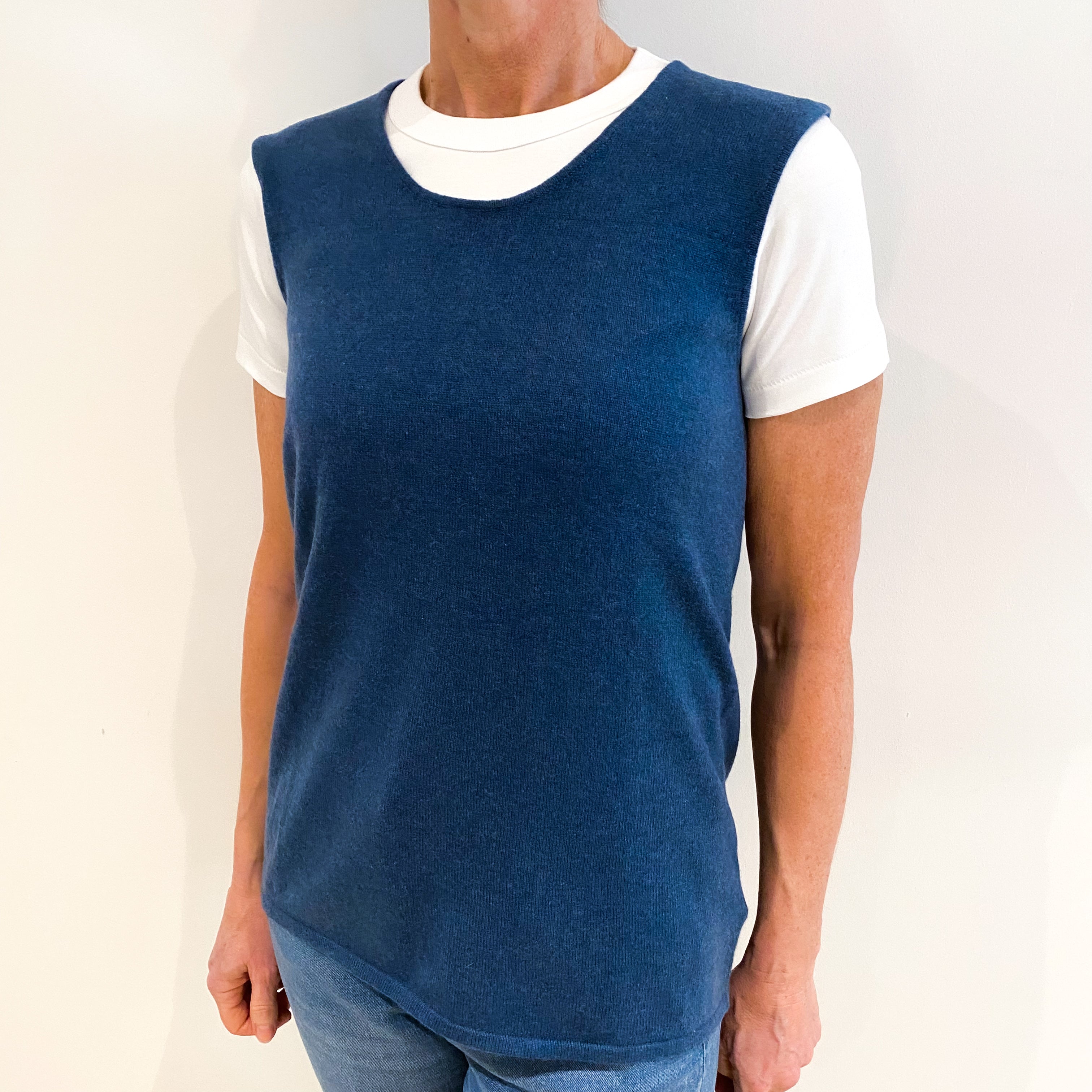 Ocean Blue Cashmere Scoop Neck Tank Top Small
