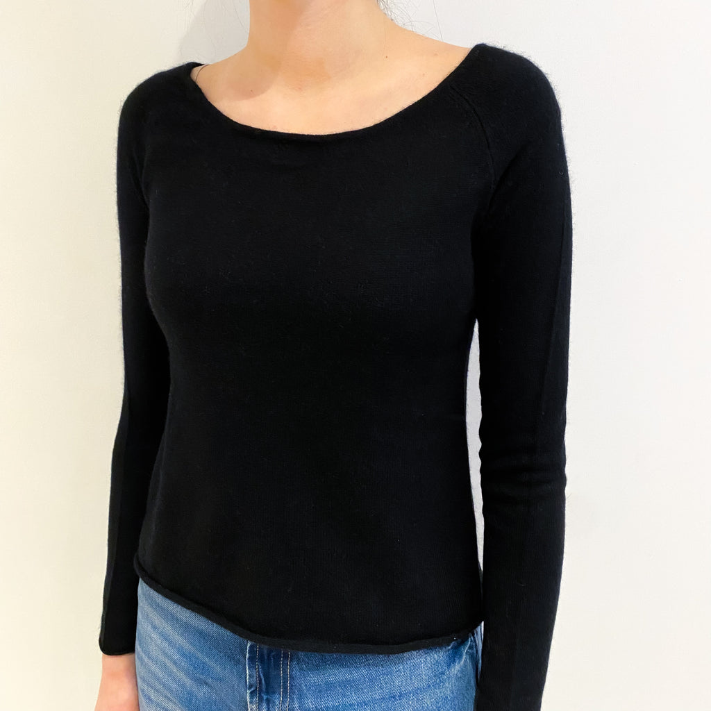 Black Cashmere Wide Scoop Neck Jumper Extra Small