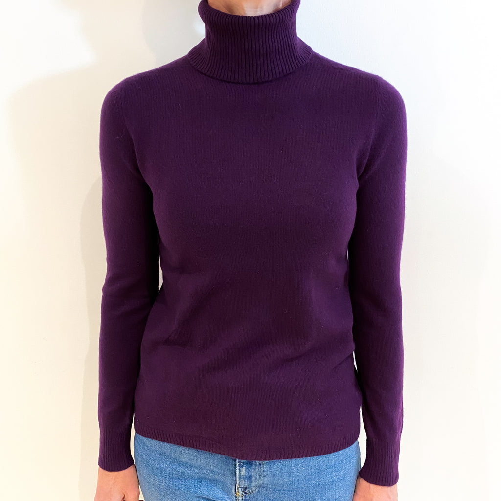 Iris Purple Cashmere Polo Neck Jumper Small