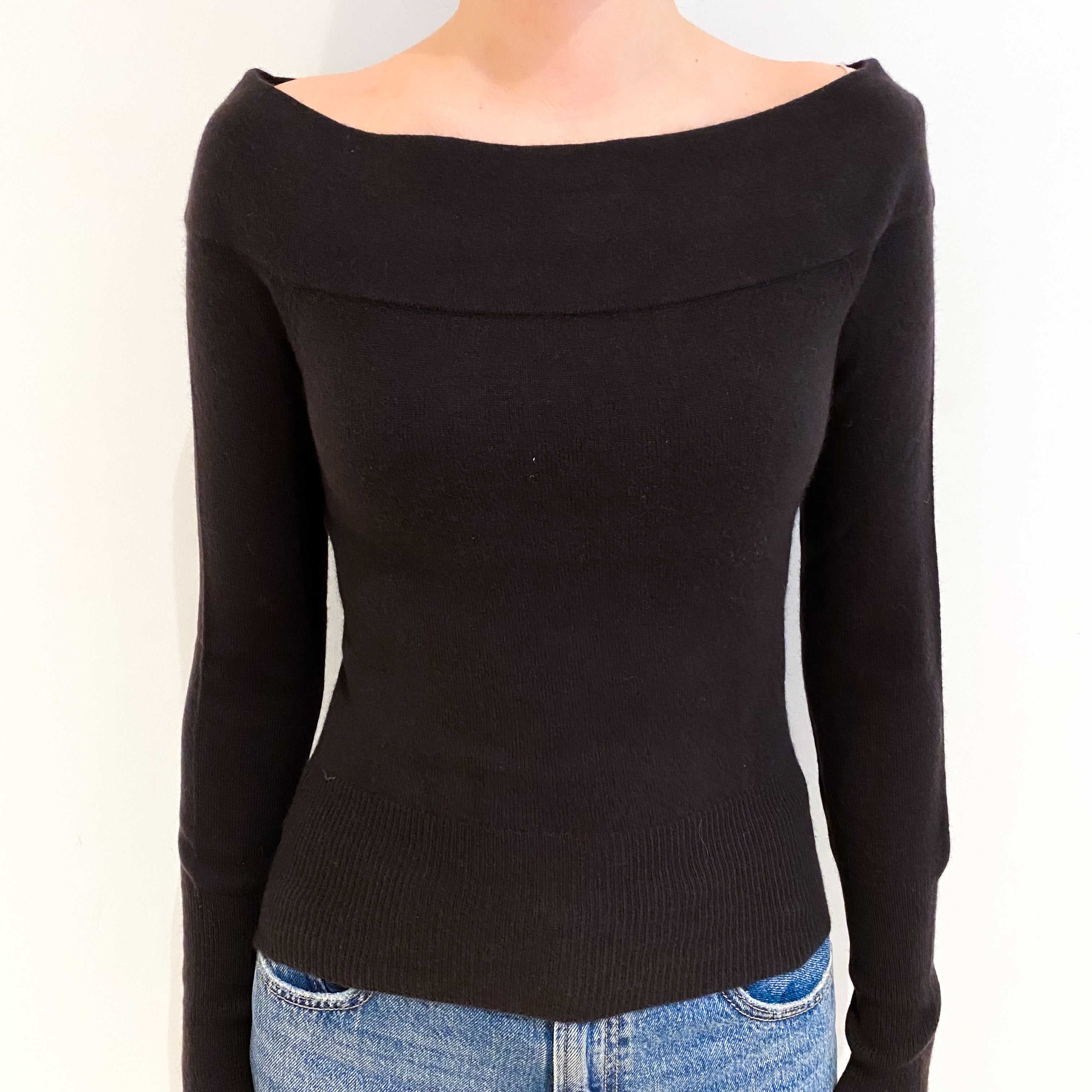 Peppercorn Brown Cashmere Scoop Neck Jumper Extra Small