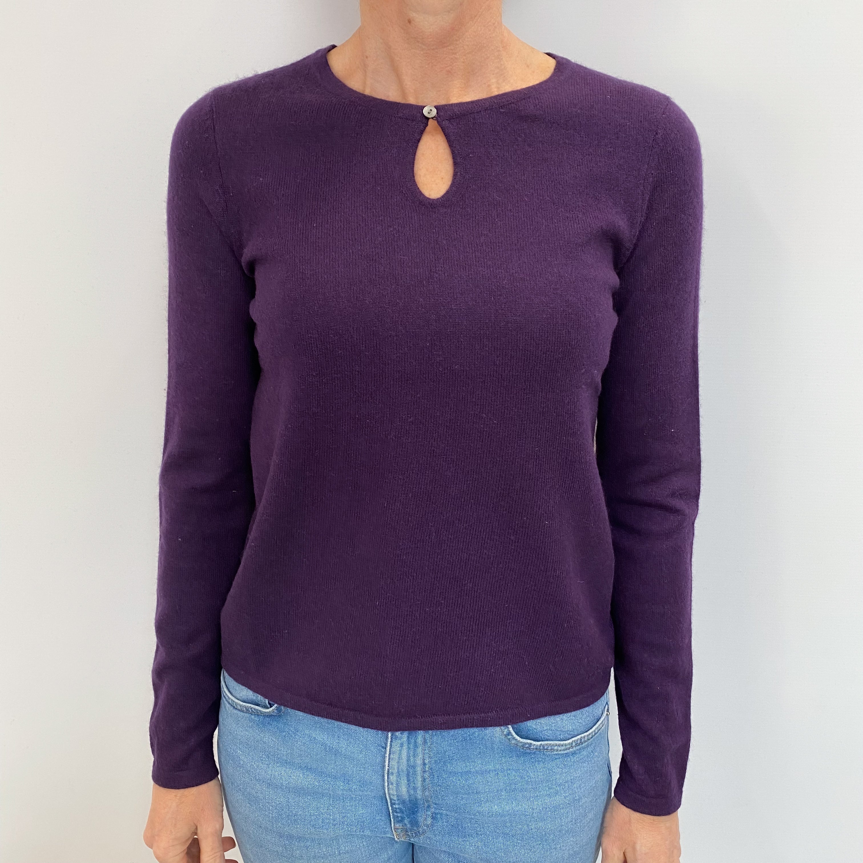 Iris Purple Cashmere Crew Neck Jumper Small