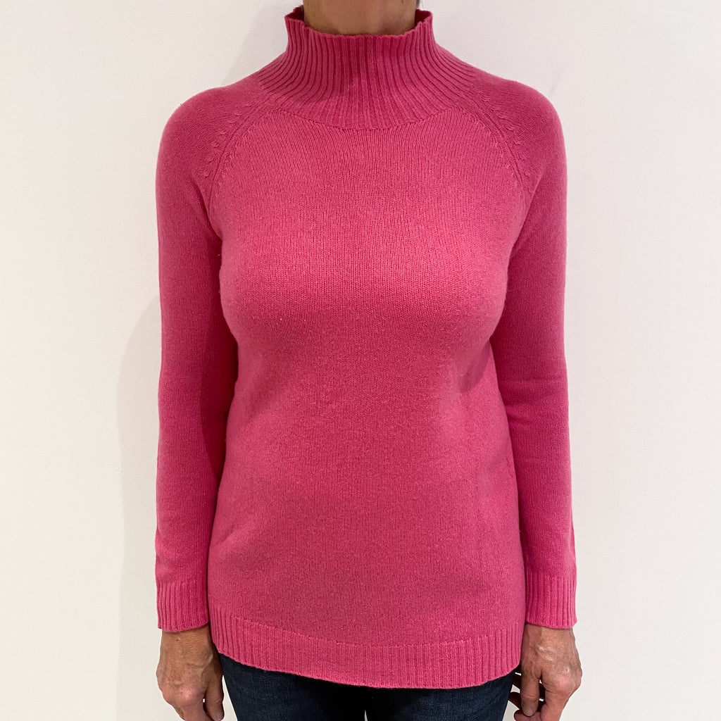 Sweet Pea Pink Cashmere Turtle Neck Jumper Medium