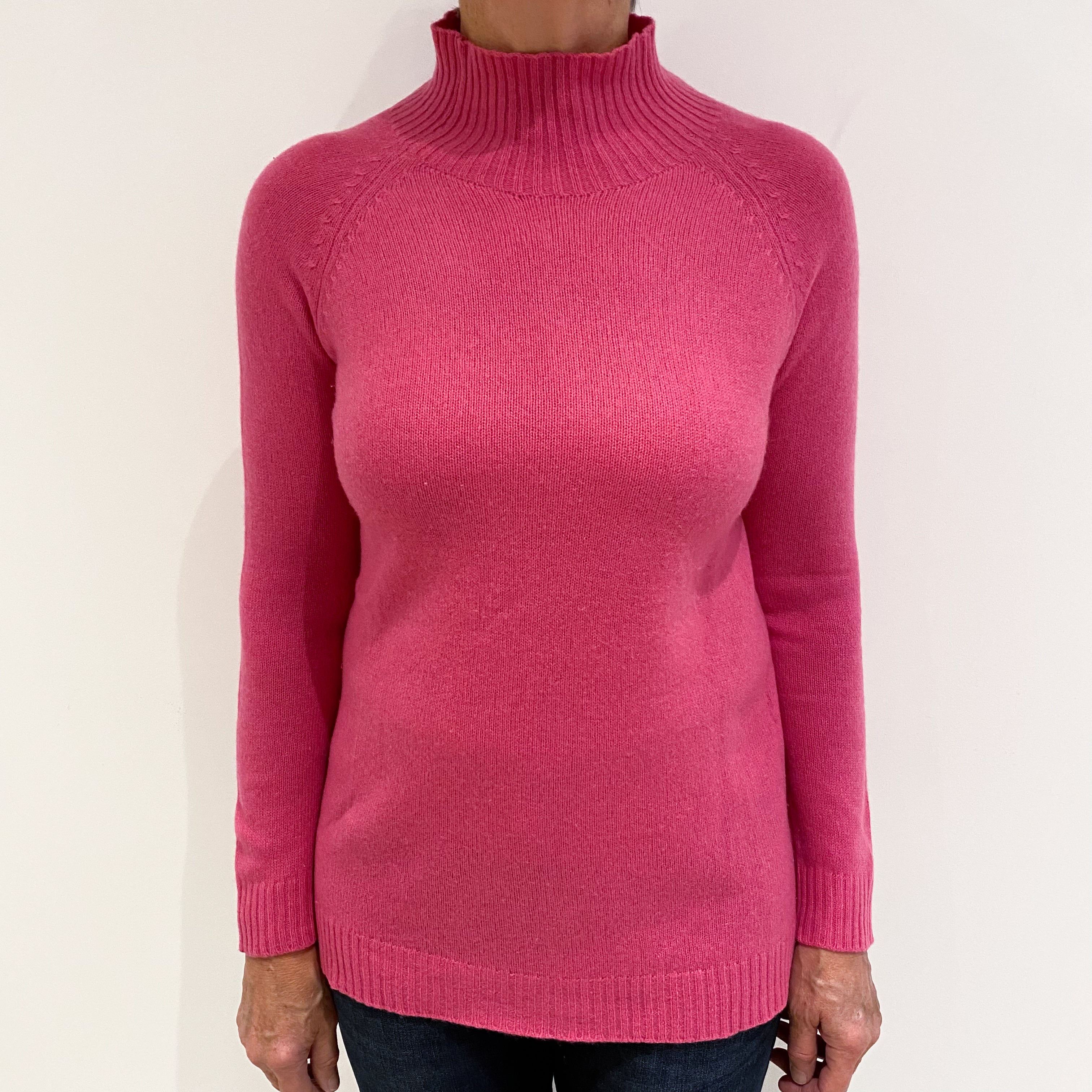 Sweet Pea Pink Cashmere Turtle Neck Jumper Medium