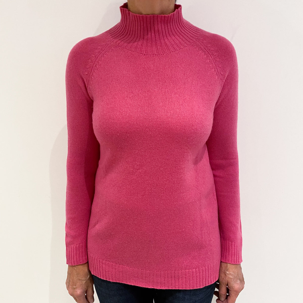 Sweet Pea Pink Cashmere Turtle Neck Jumper Medium