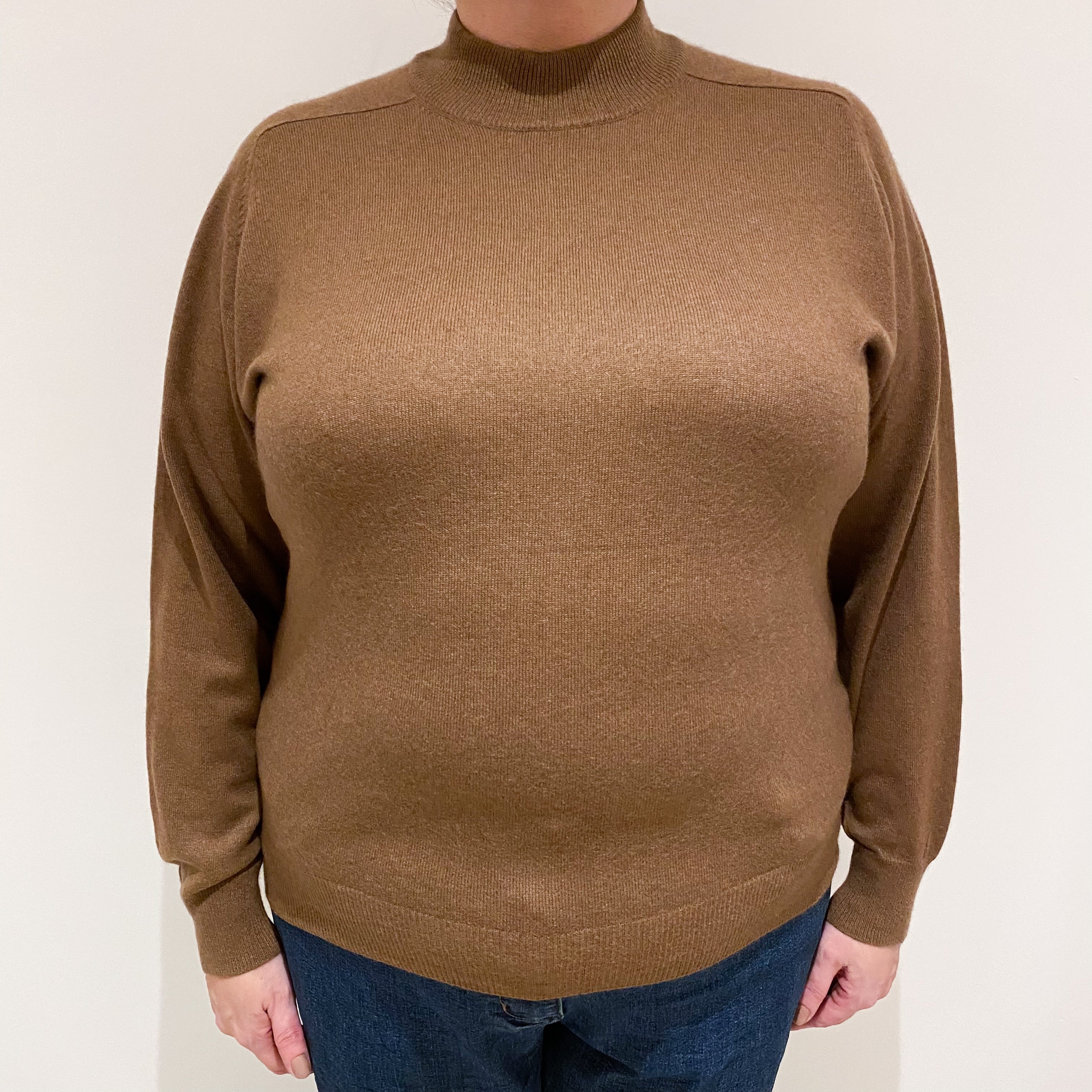 Chestnut Brown Cashmere Turtle Neck Jumper Extra Large