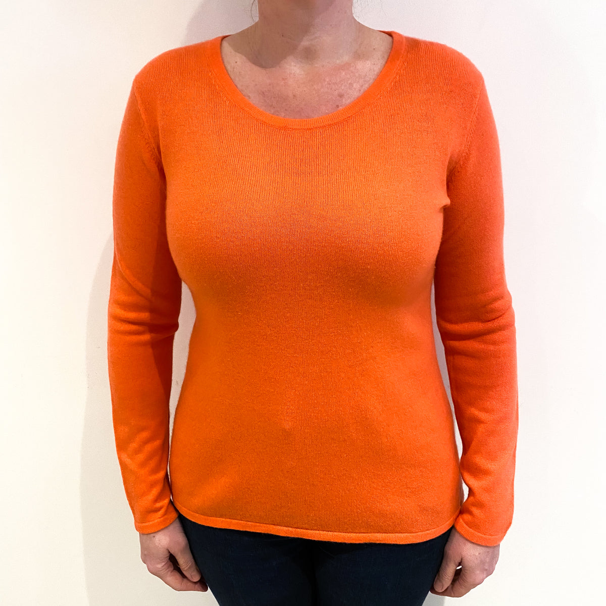 Crab Orange Cashmere Crew Neck Jumper Large
