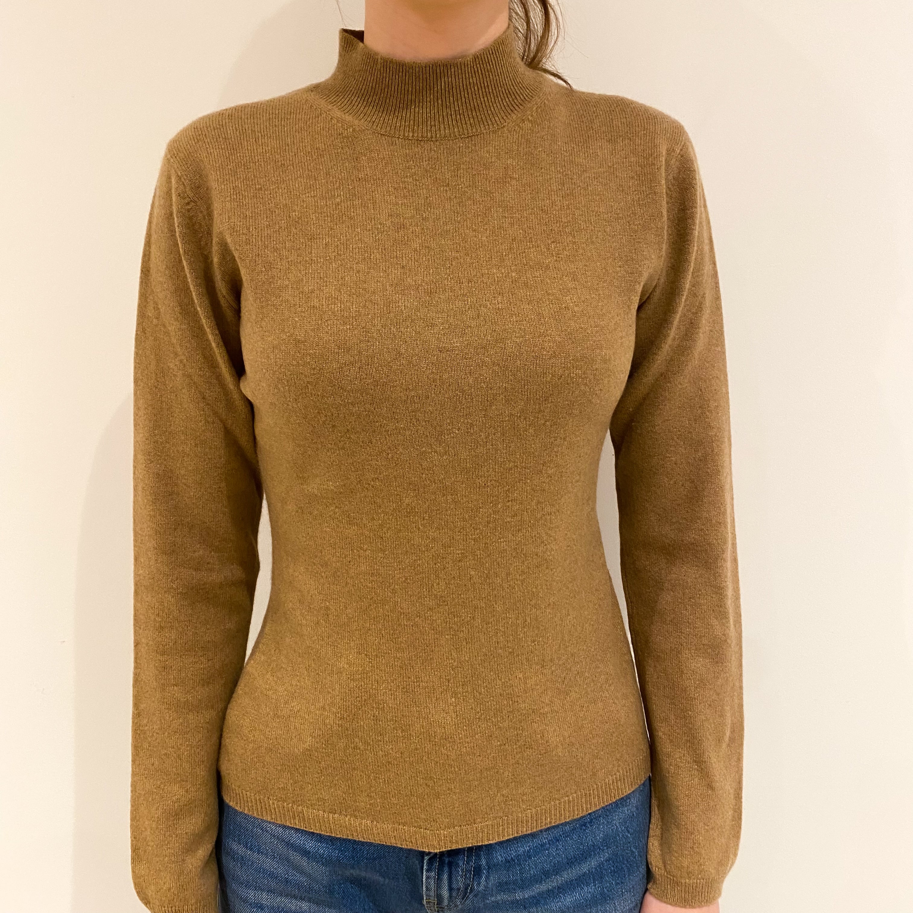 Toffee Brown Cashmere Turtle Neck Jumper Extra Small