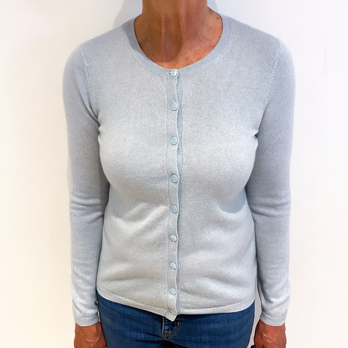 Pale Opal Blue Cashmere Cardigan Medium