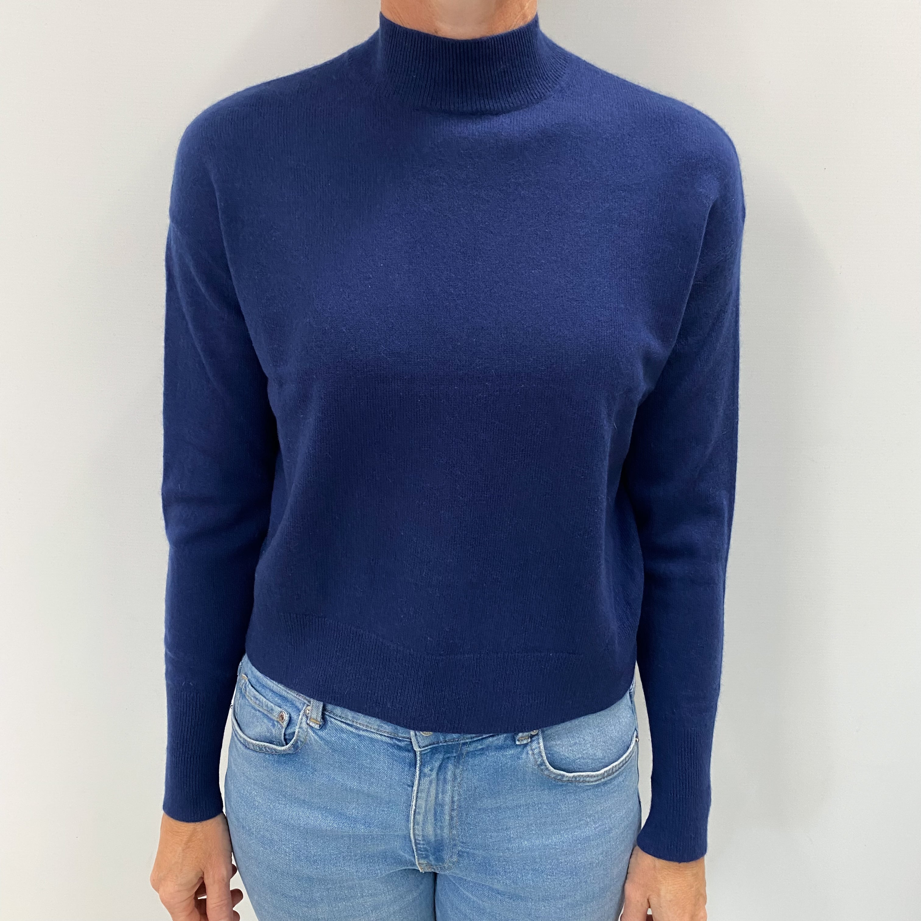 French Navy Cashmere Turtle Neck Jumper Small