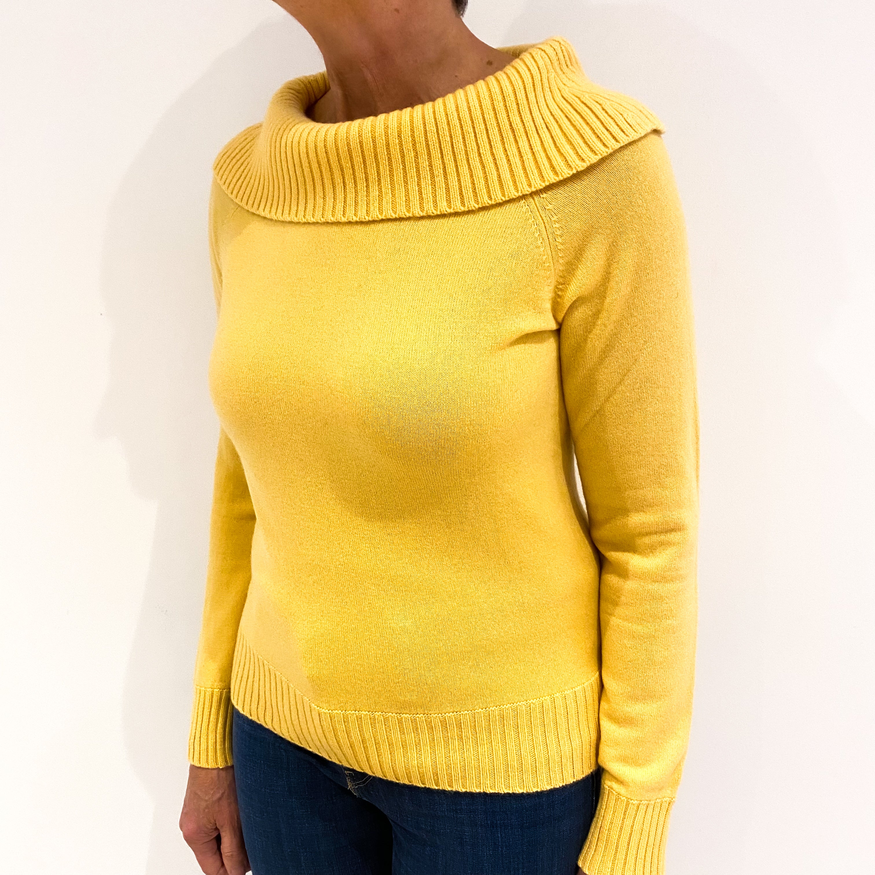 Pineapple Yellow Cashmere Cowl Neck Jumper Medium