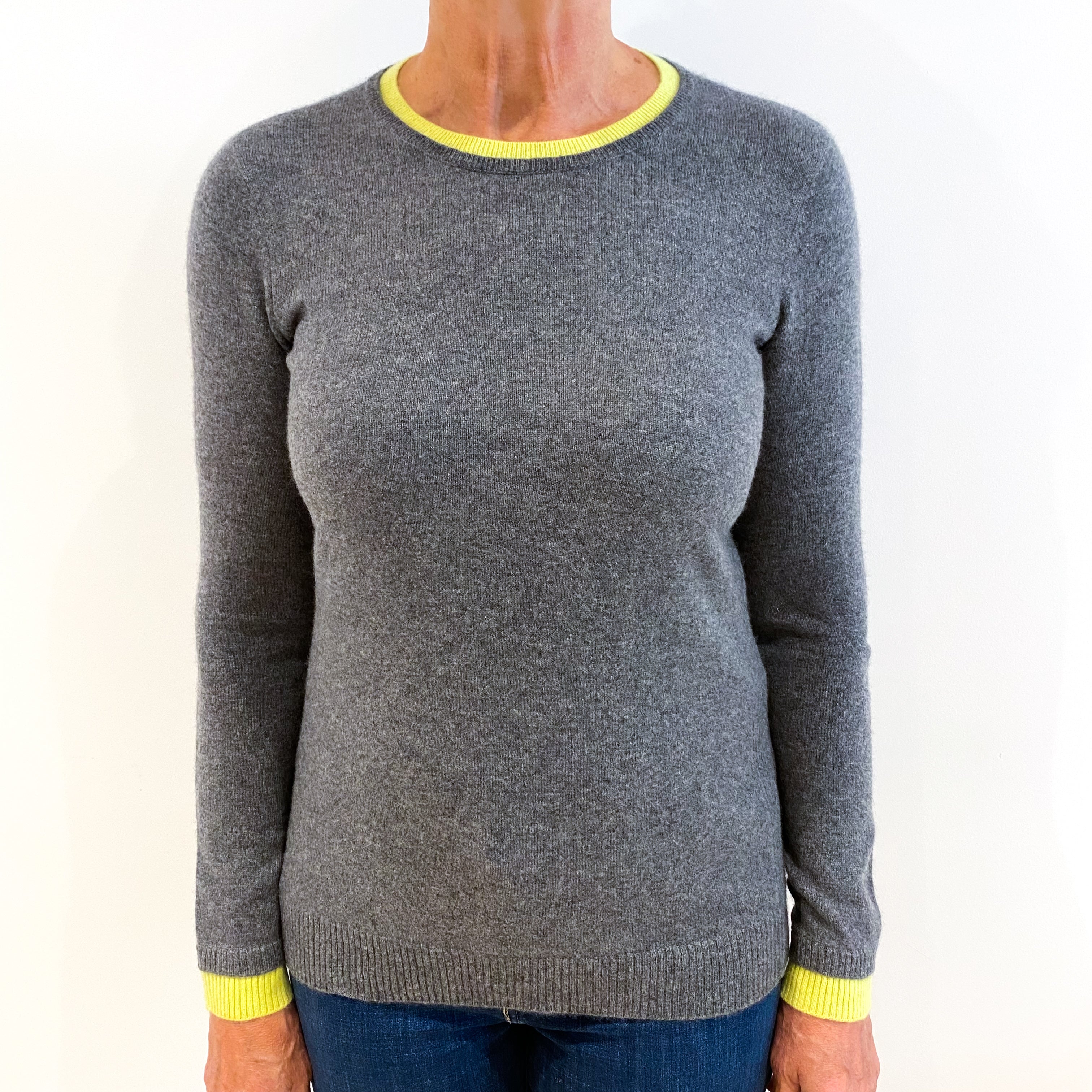 Ash Grey Cashmere Crew Neck Jumper Medium
