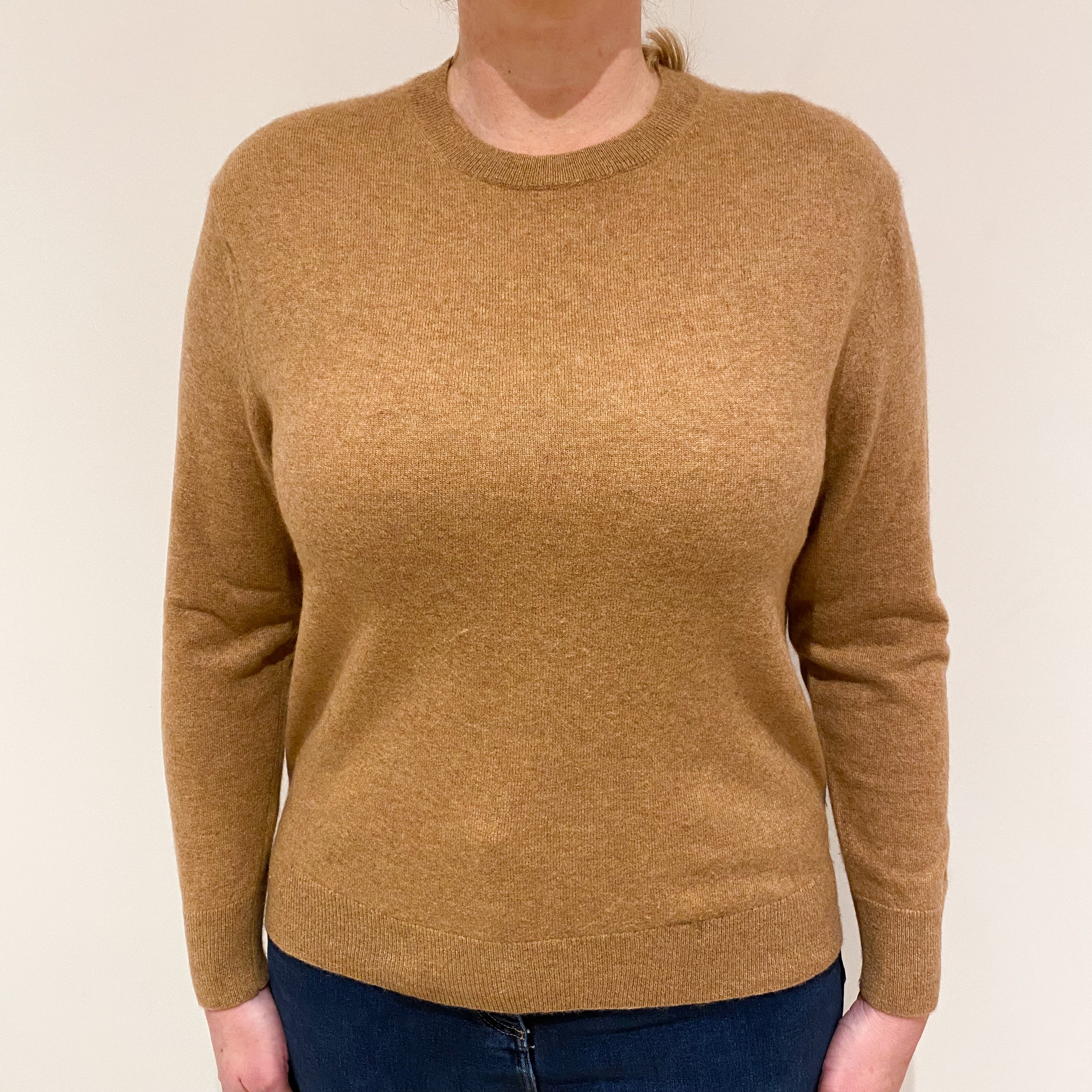 Butterscotch Brown Cashmere Crew Neck Jumper Large