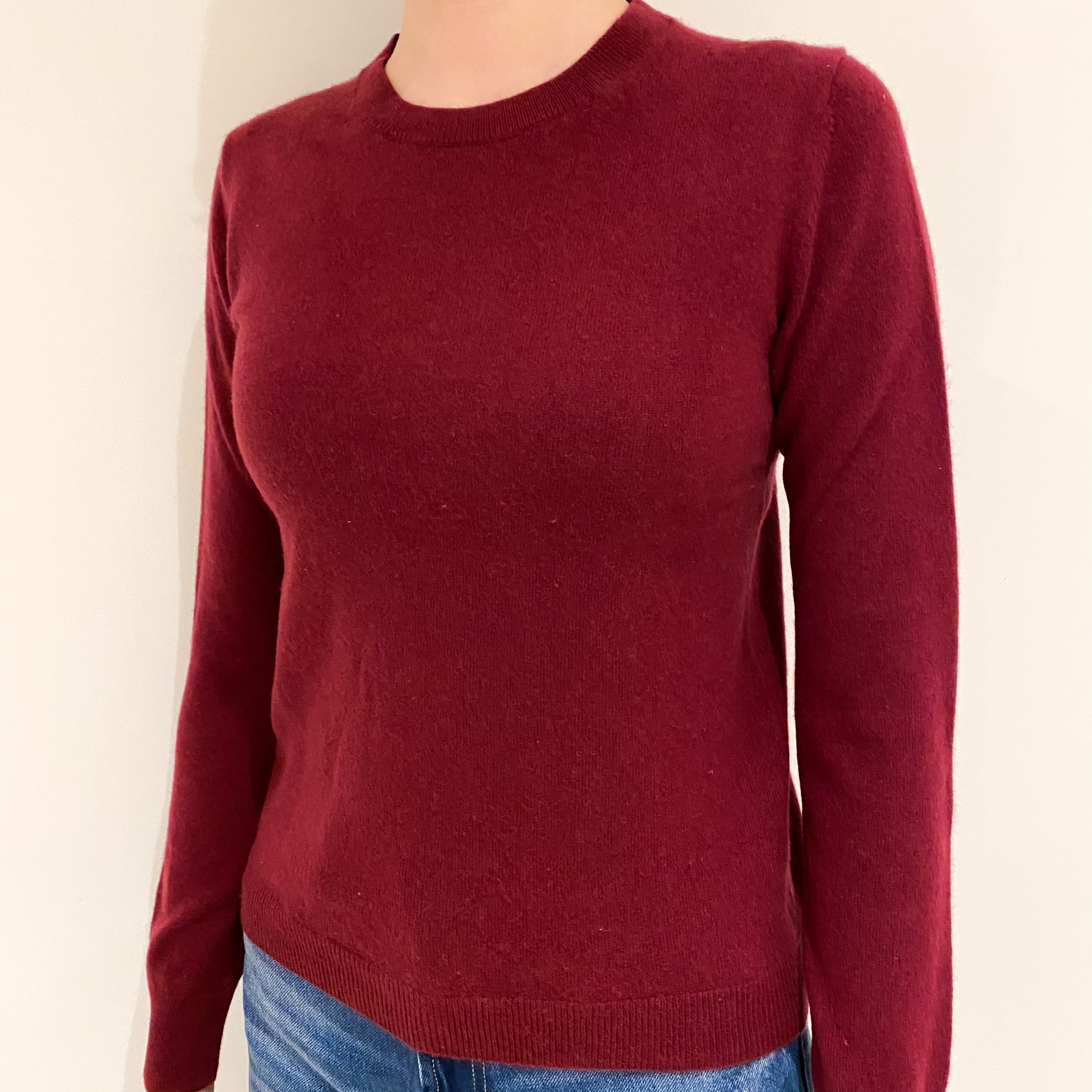 Maroon Red Cashmere Crew Neck Jumper Extra Small