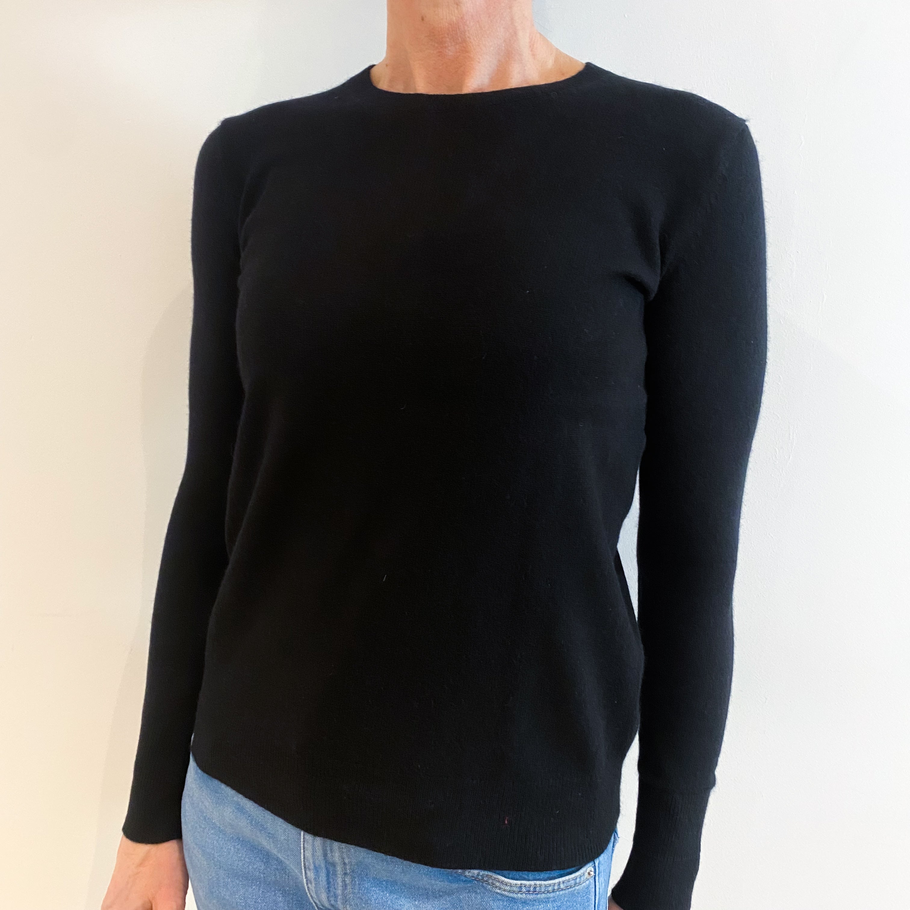 Black Cashmere Crew Neck Jumper Small