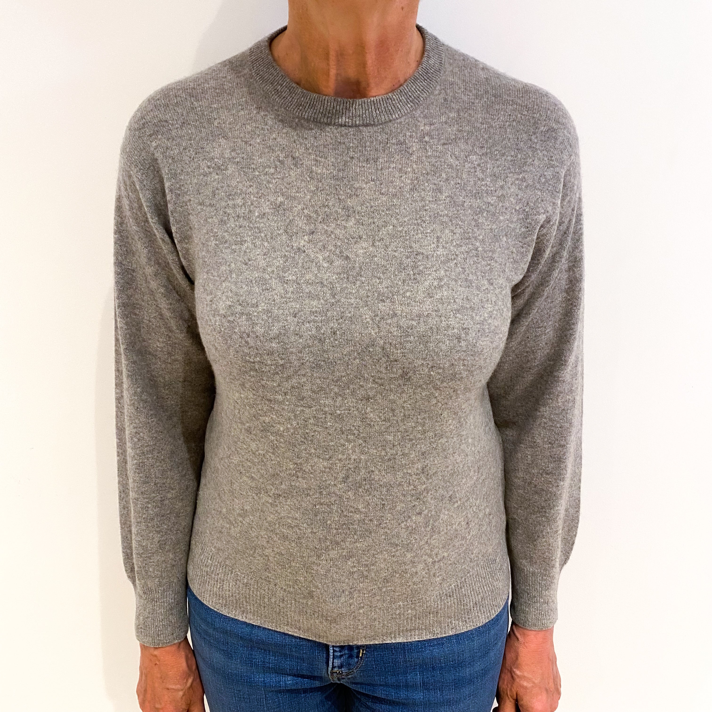 Smoke Grey Cashmere Crew Neck Jumper Medium