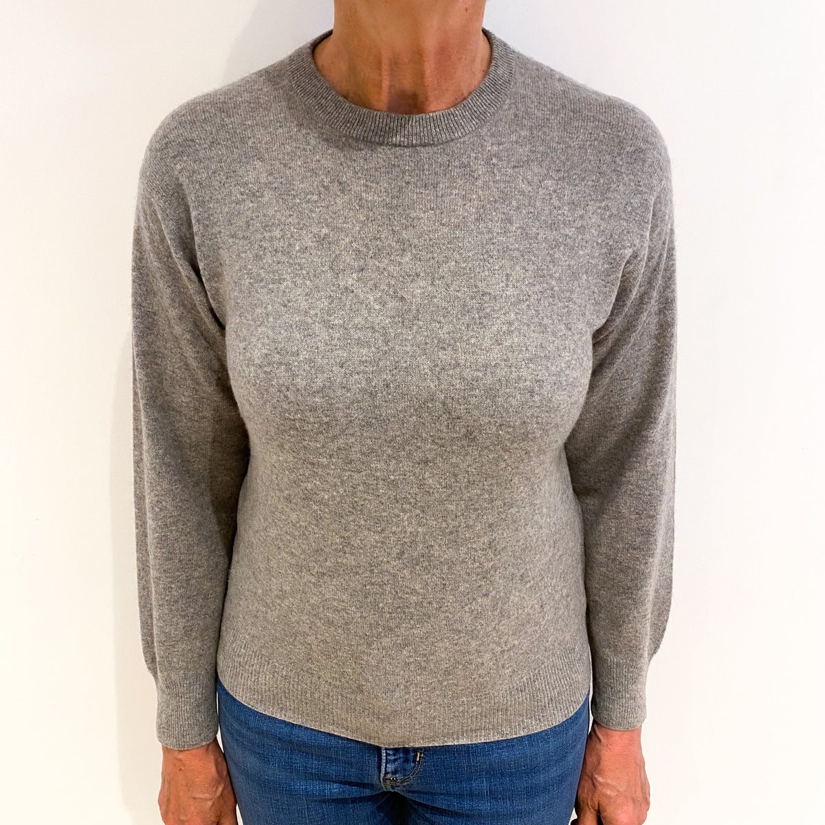 Smoke Grey Cashmere Crew Neck Jumper Medium