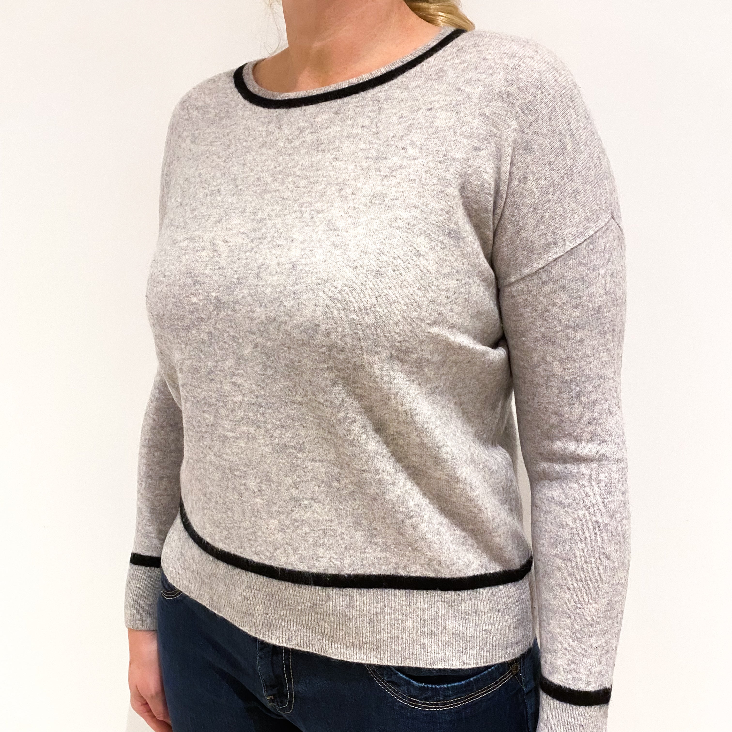 Smoke Grey Cashmere Crew Neck Jumper Large