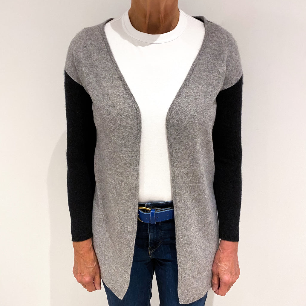 Ash and Charcoal Grey Cashmere Edge to Edge Cardigan Medium