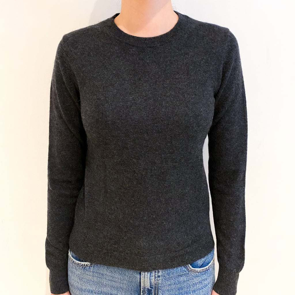Charcoal Grey Cashmere Crew Neck Jumper Extra Small