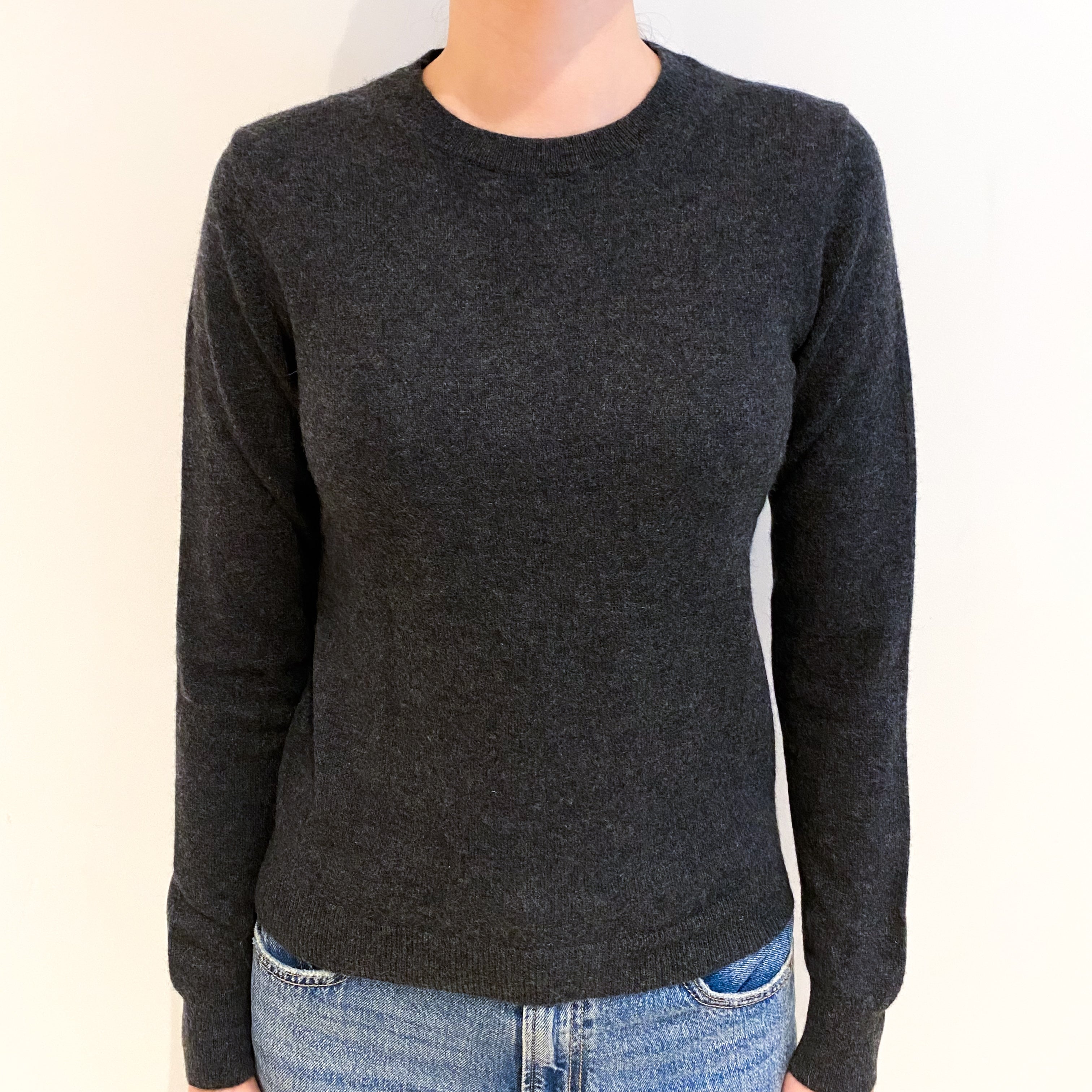 Charcoal Grey Cashmere Crew Neck Jumper Extra Small
