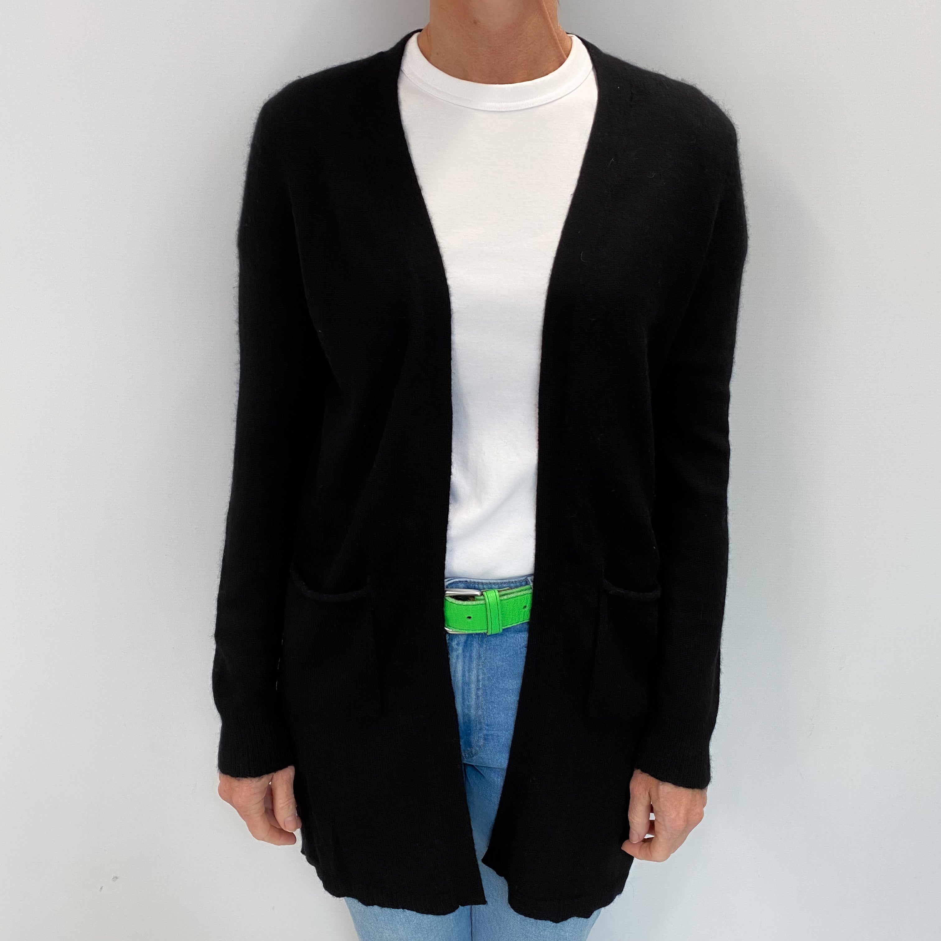 Black Cashmere Edge To Edge Cardigan Small