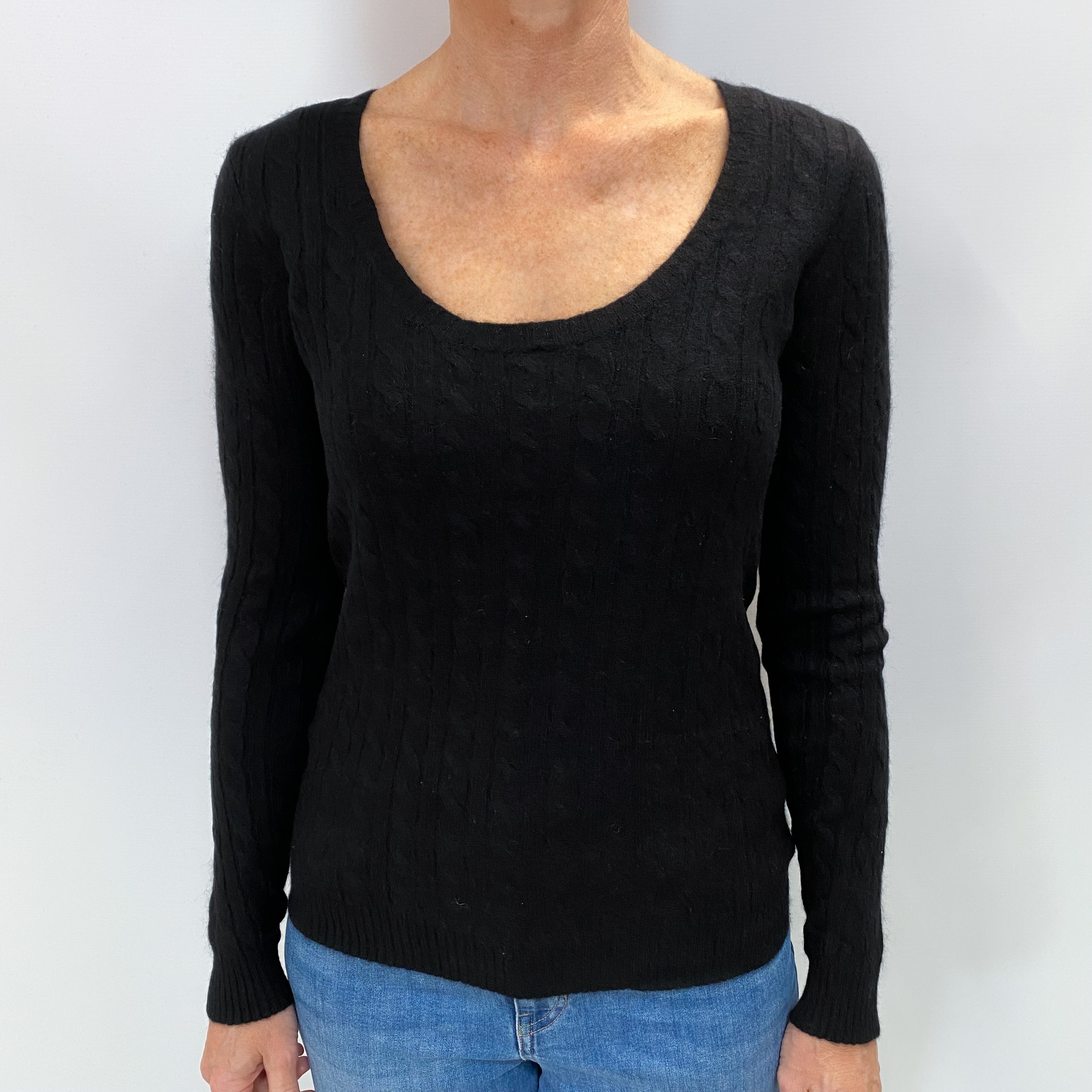 Black Cashmere Scoop Neck Jumper Small