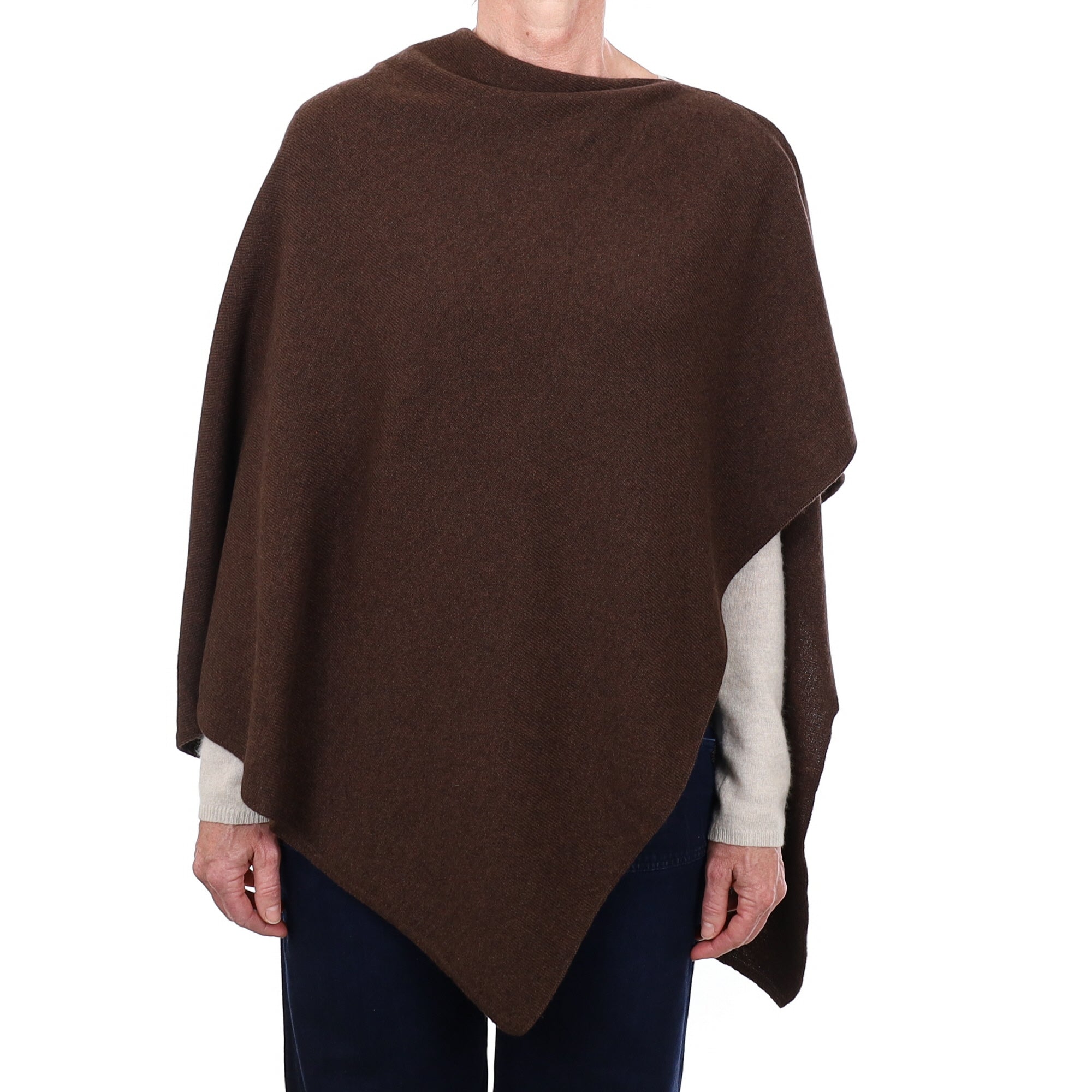 Brand New Scottish Chocolate Brown Cashmere Poncho One Size
