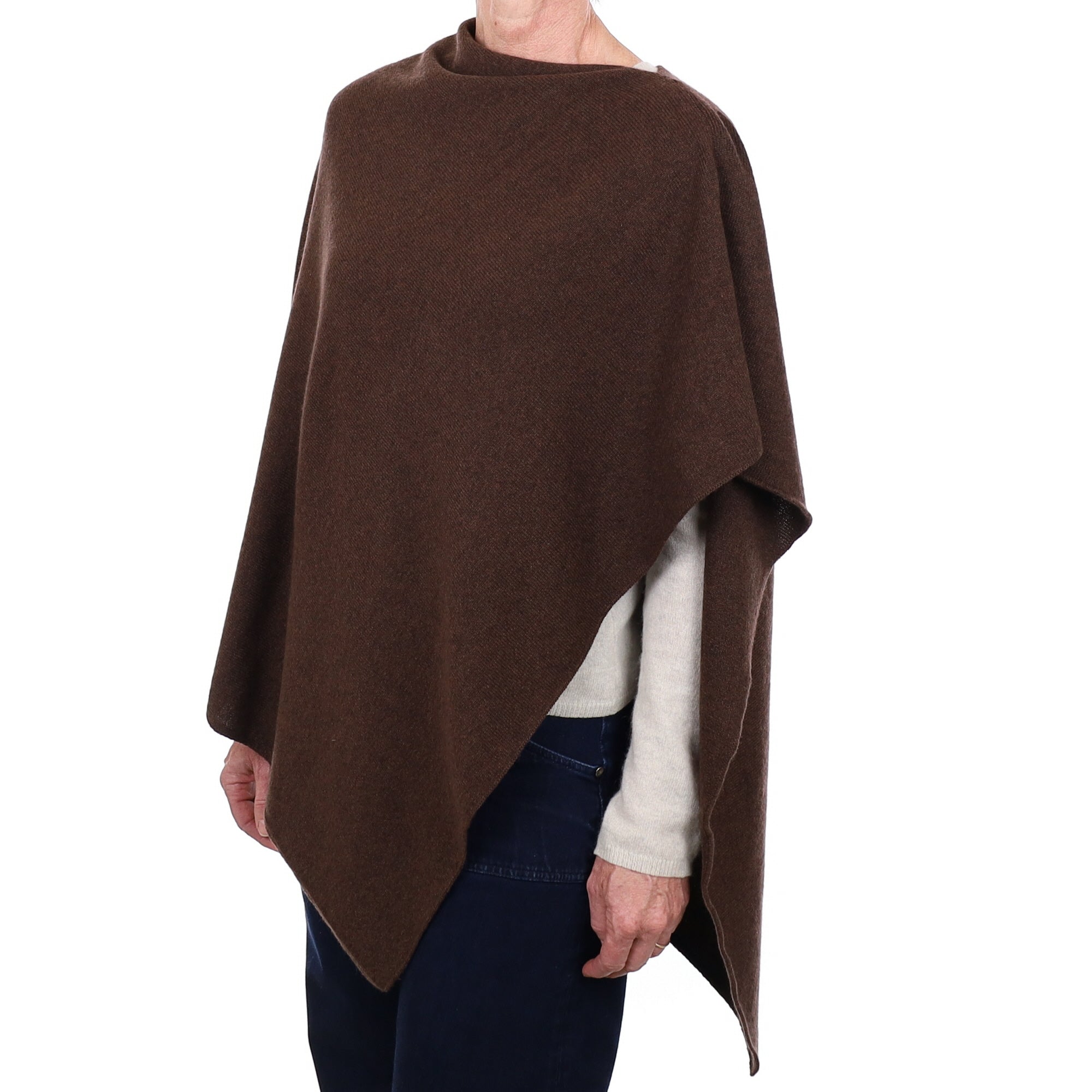 Brand New Scottish Chocolate Brown Cashmere Poncho One Size